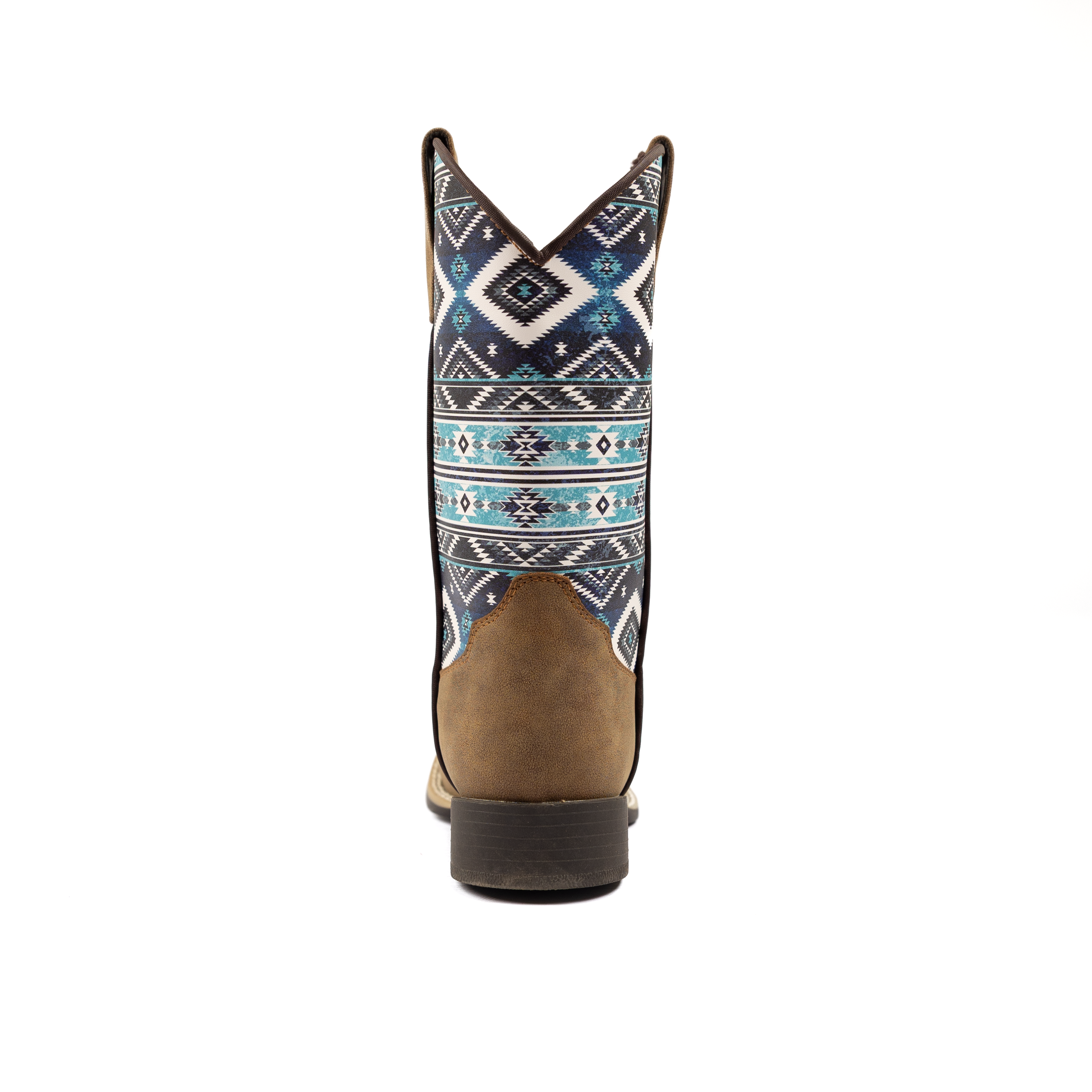 Boy's Twister Tan and Blue Aztec Print Boot