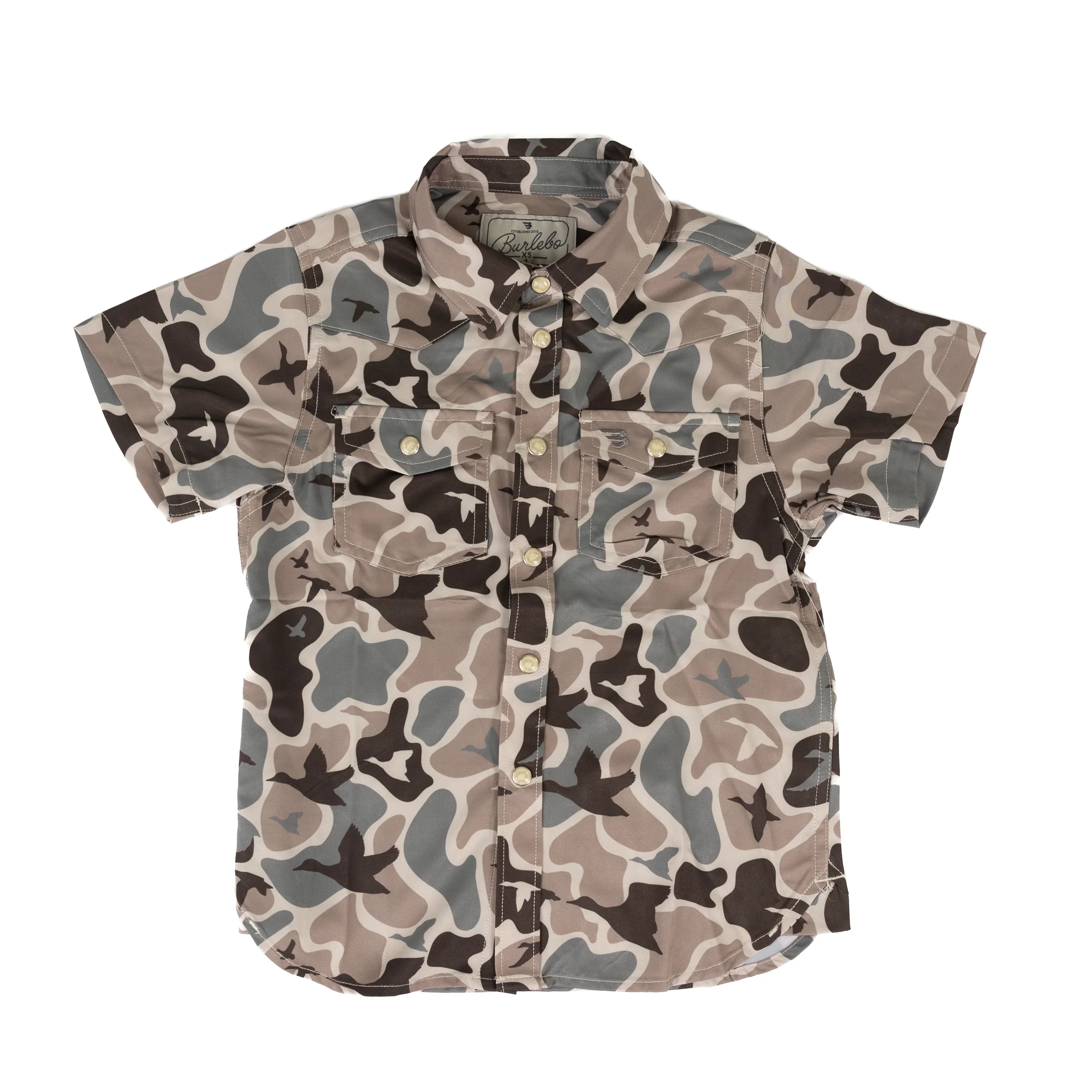 Burlebo Boy's Mallard Mayhem Camo Performance Western Shirt Y-PWS-MMAYC