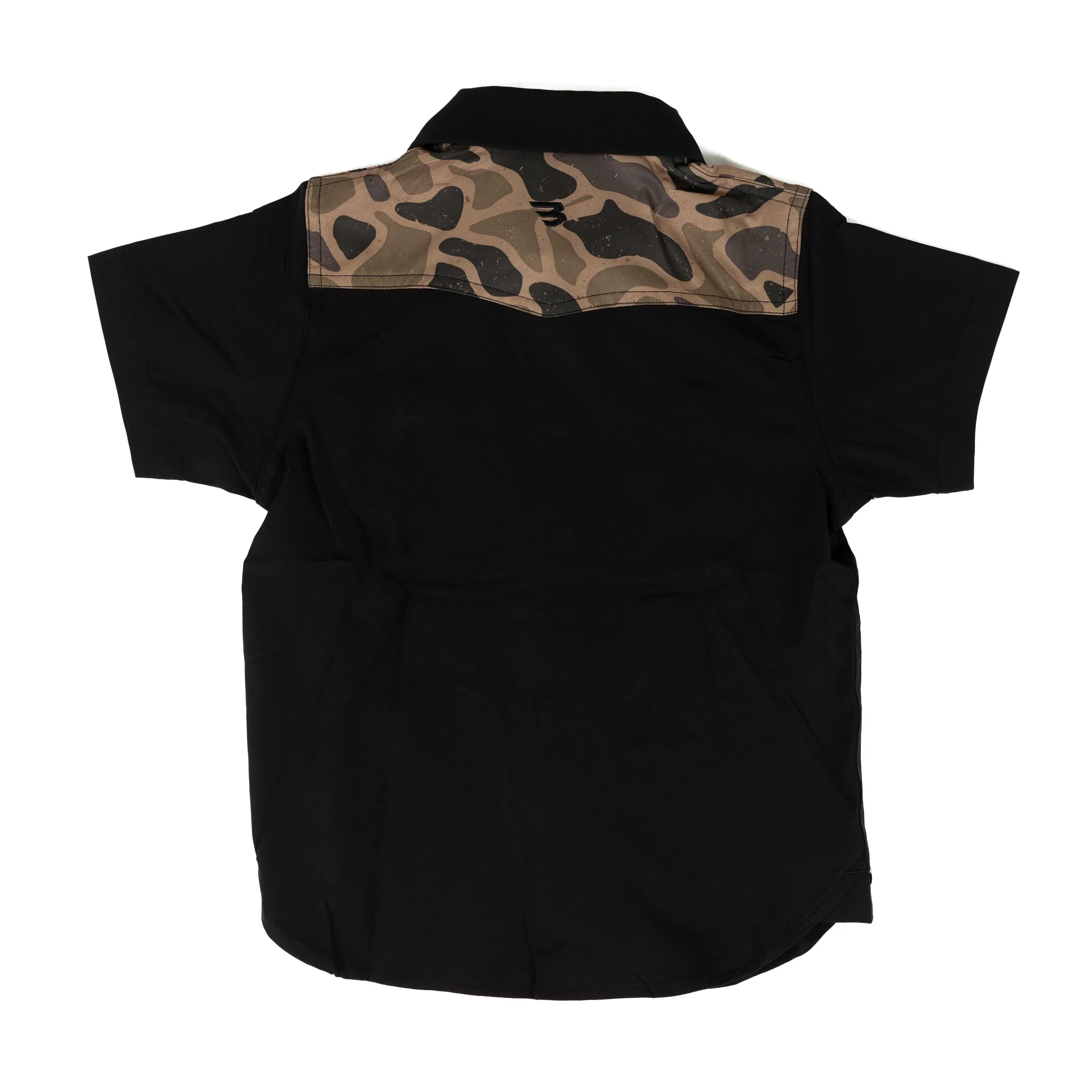 Burlebo Boy's Black and Gauge Camo Performance Western Shirt Y-PWS-DRSZN