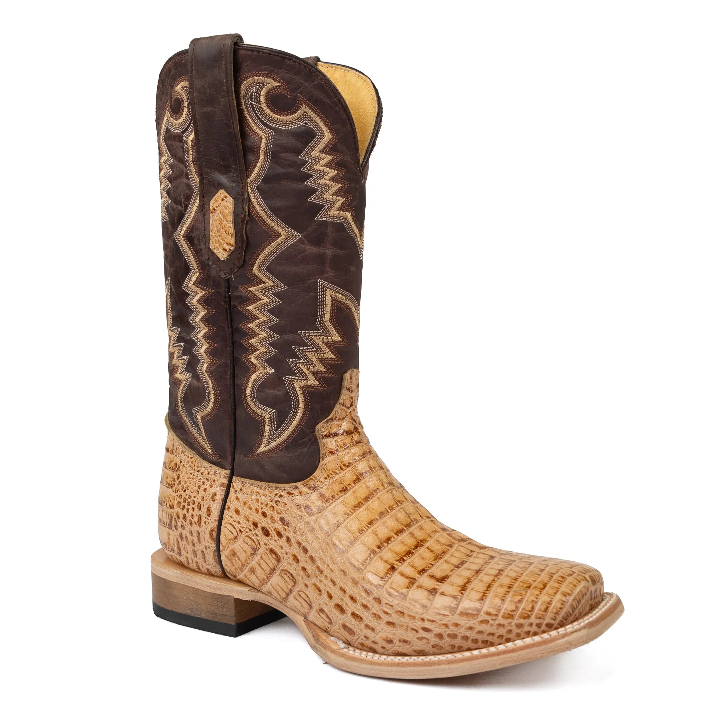 Men's Cowtown Oryx Caiman Belly Print Square Toe Western Boots Q6153