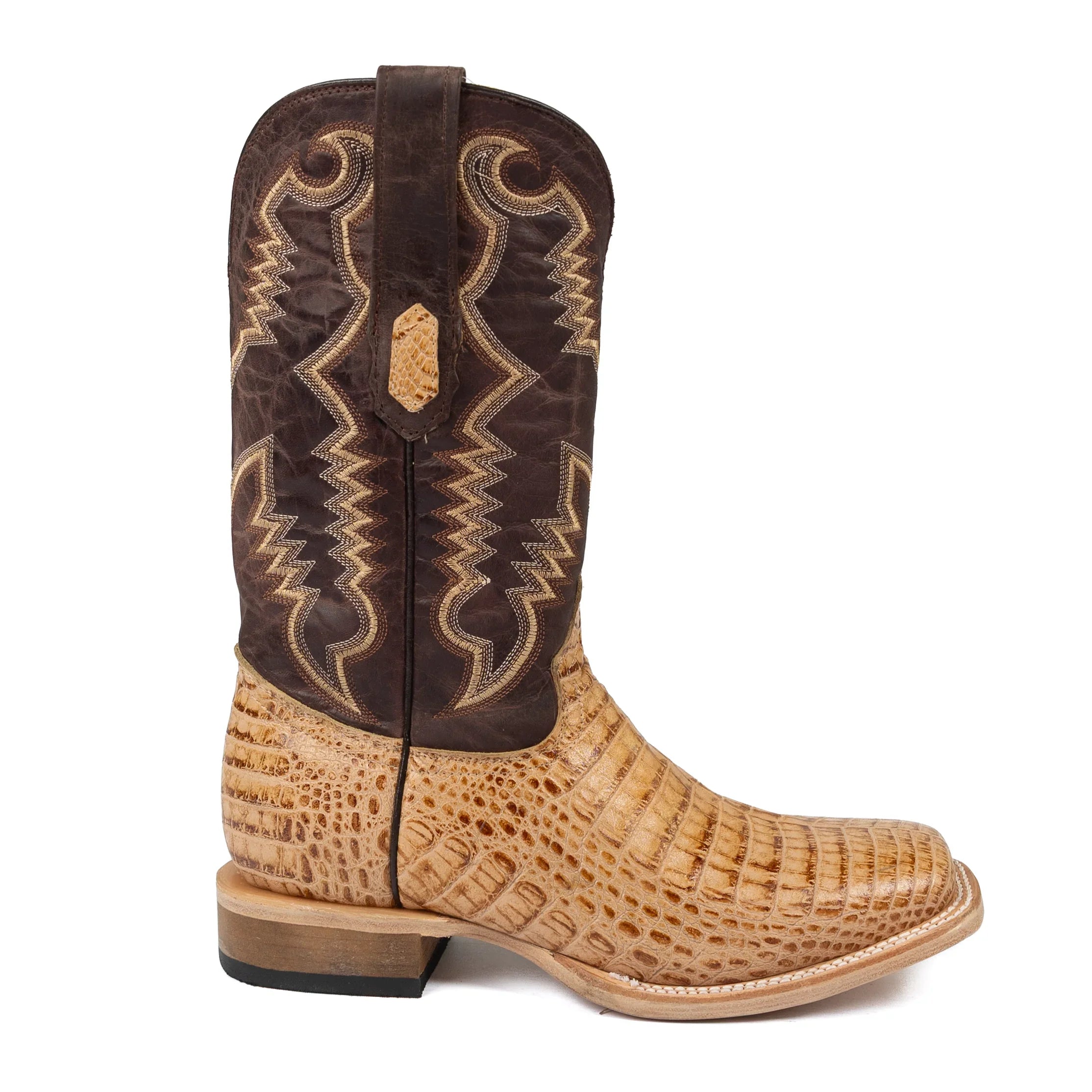Men's Cowtown Oryx Caiman Belly Print Square Toe Western Boots Q6153