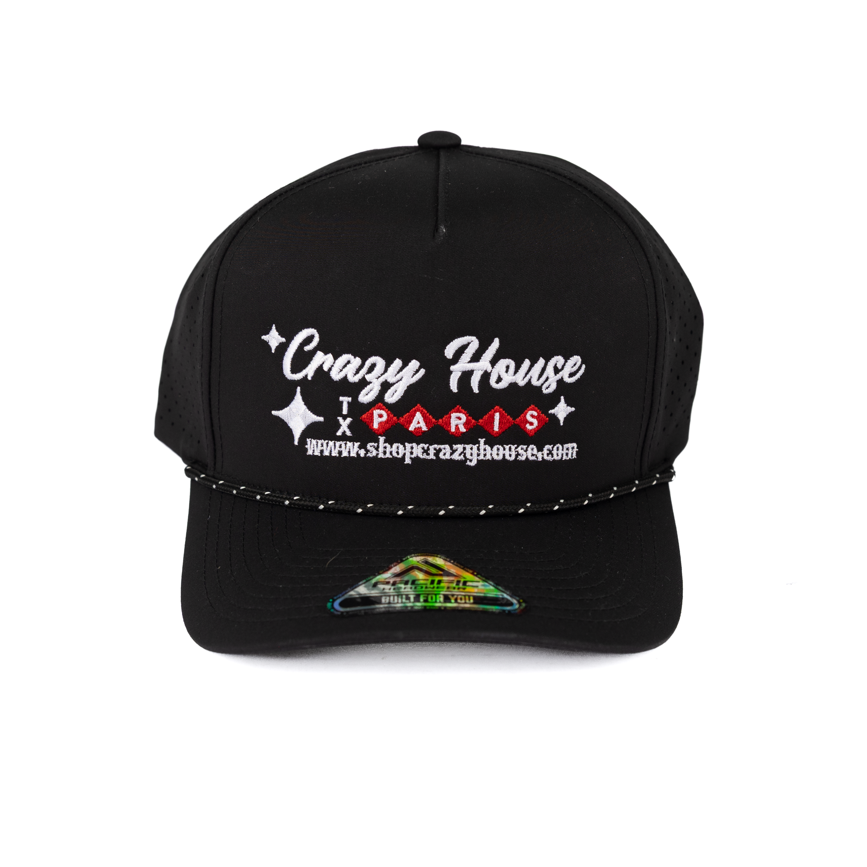 Crazy House Black Cap with Diamonds