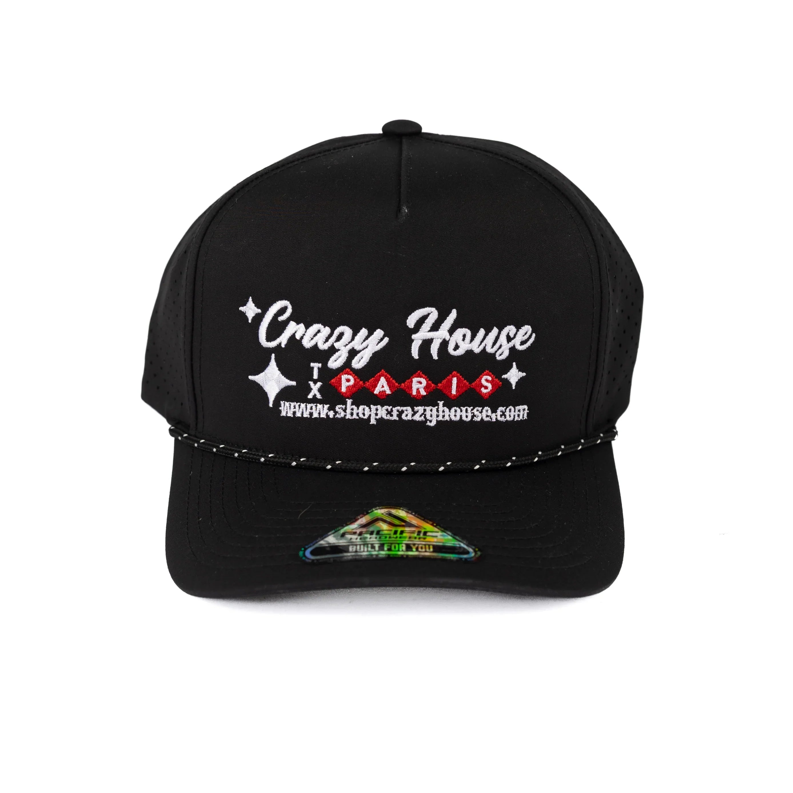 Crazy House Black Cap with Diamonds