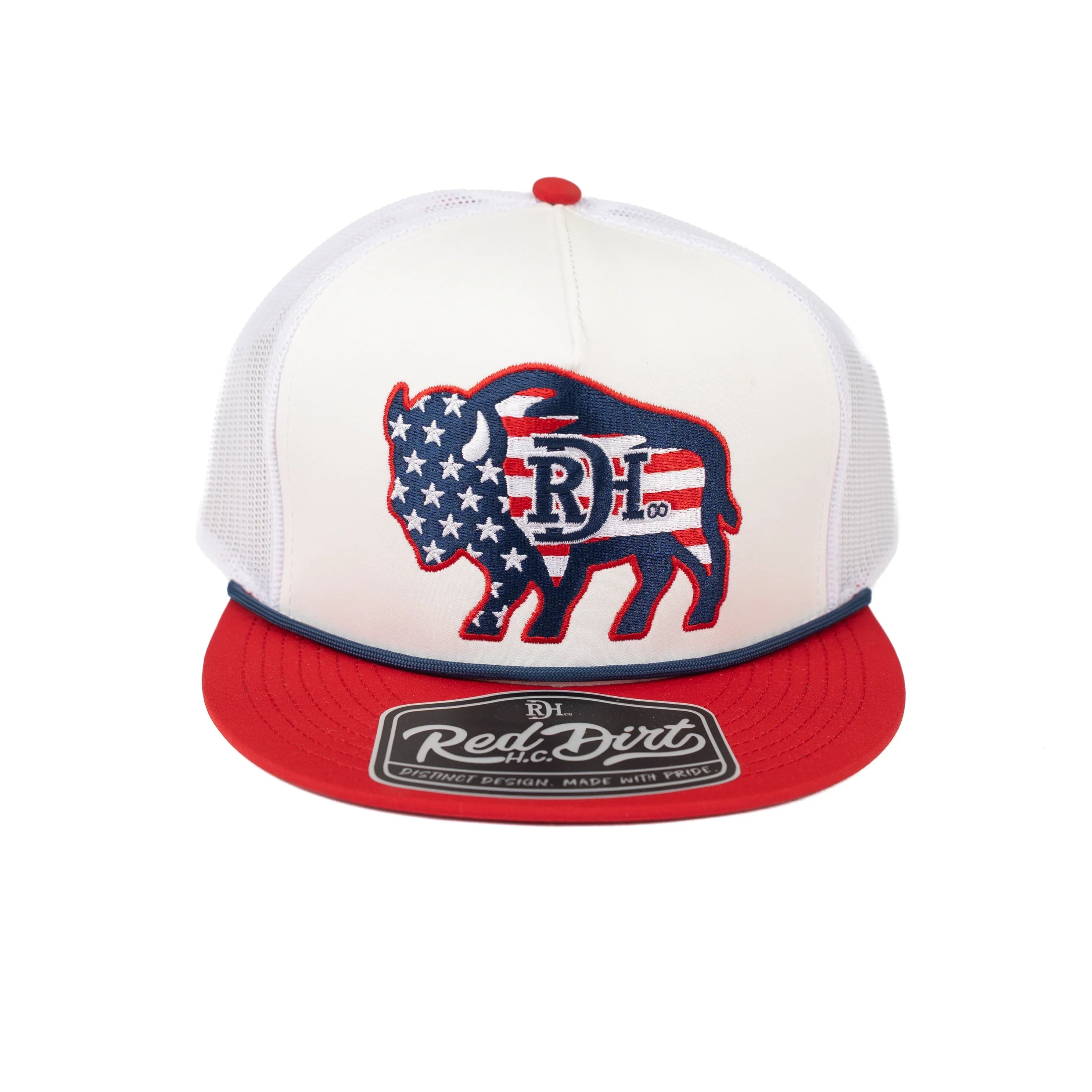 Red Dirt Hat Co White Snapback with USA Buffalo RDHC-634