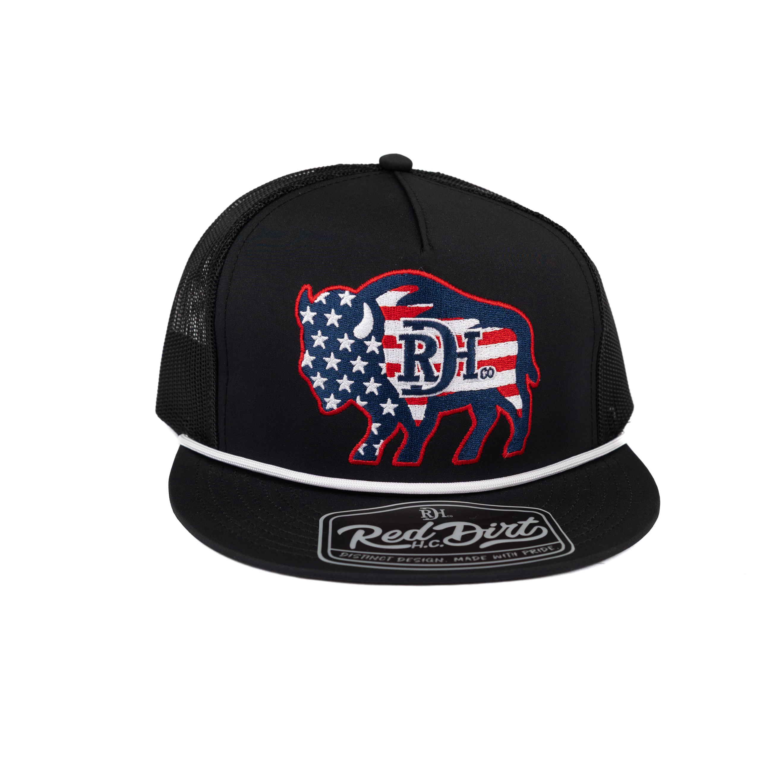 Red Dirt Hat Co Black/Black Flat Bill USA Snapback RDHC-633