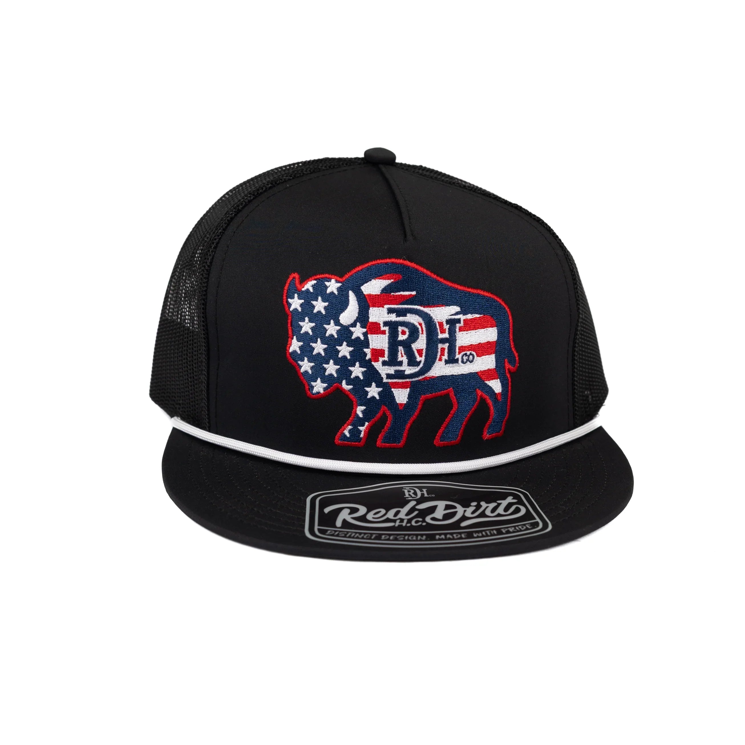 Red Dirt Hat Co Black/Black Flat Bill USA Snapback RDHC-633