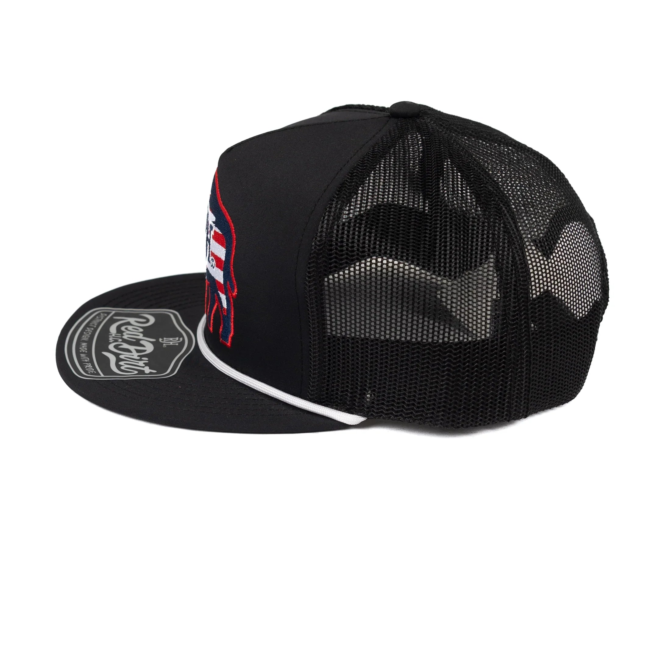 Red Dirt Hat Co Black/Black Flat Bill USA Snapback RDHC-633