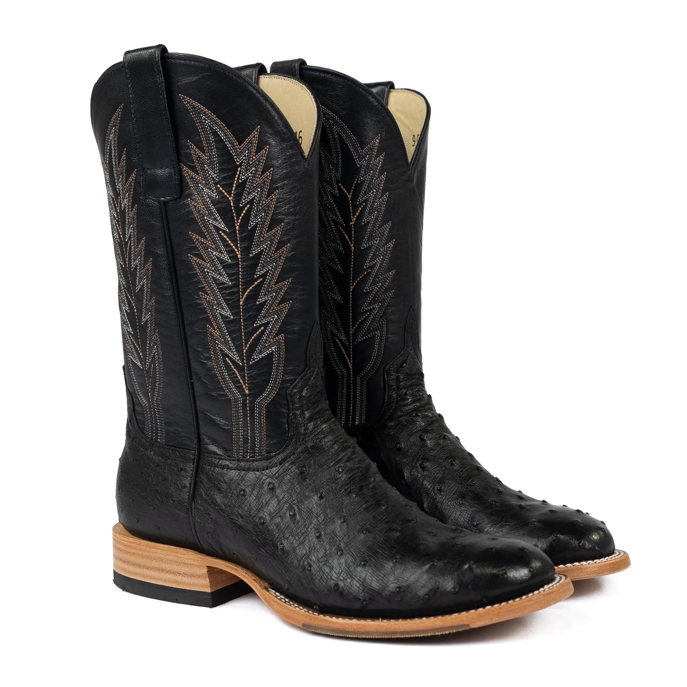 Men's Horsepower Black Full Quill Ostrich Round Toe Boots HP6016