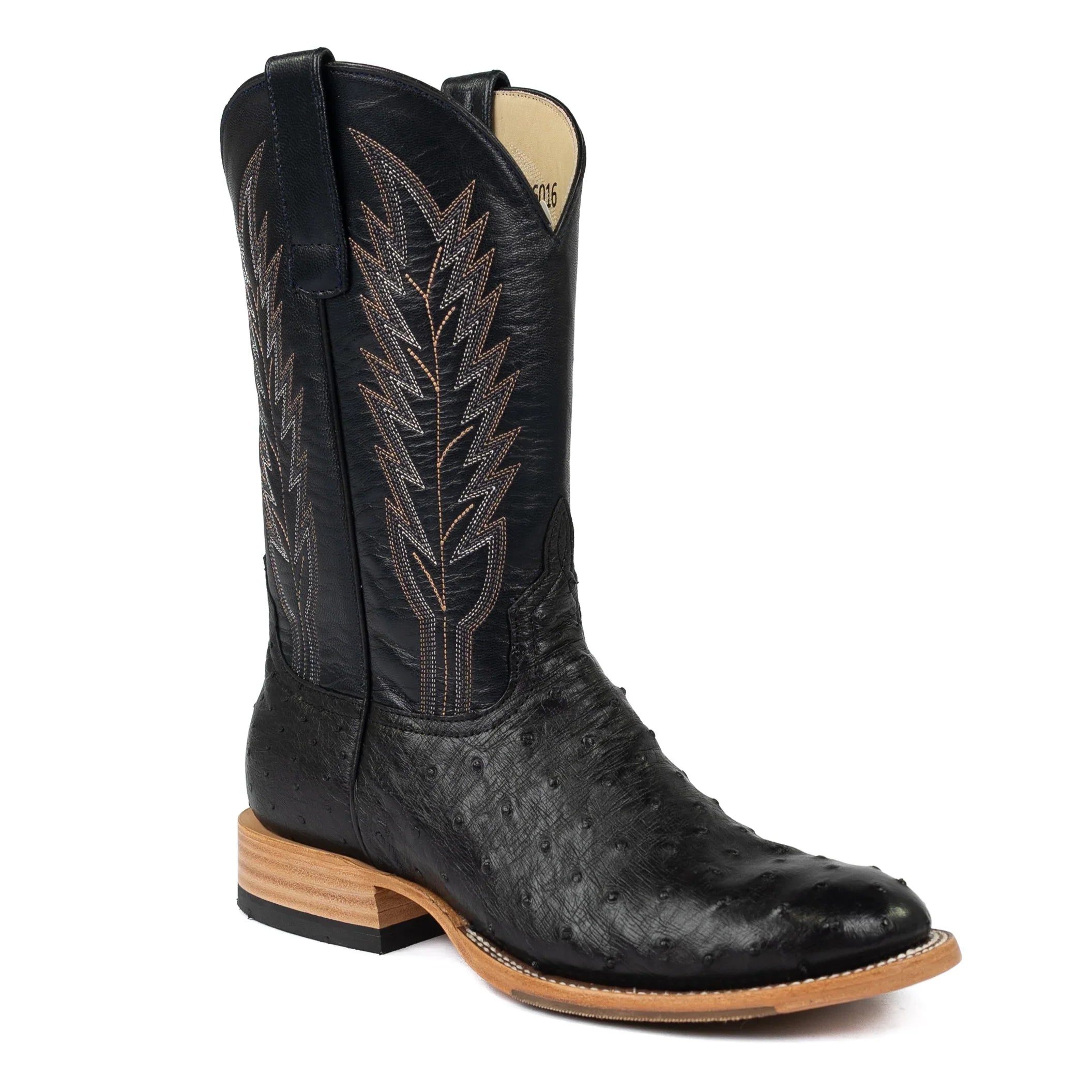 Men's Horsepower Black Full Quill Ostrich Round Toe Boots HP6016