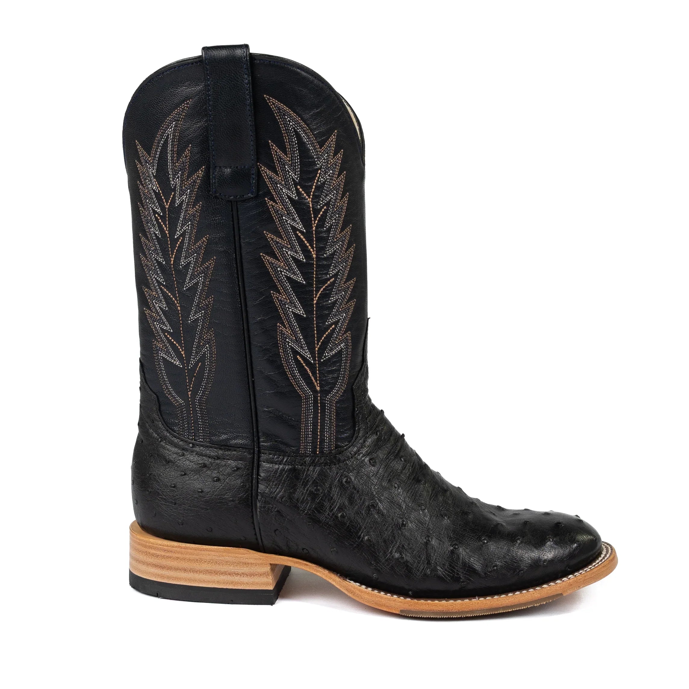 Men's Horsepower Black Full Quill Ostrich Round Toe Boots HP6016