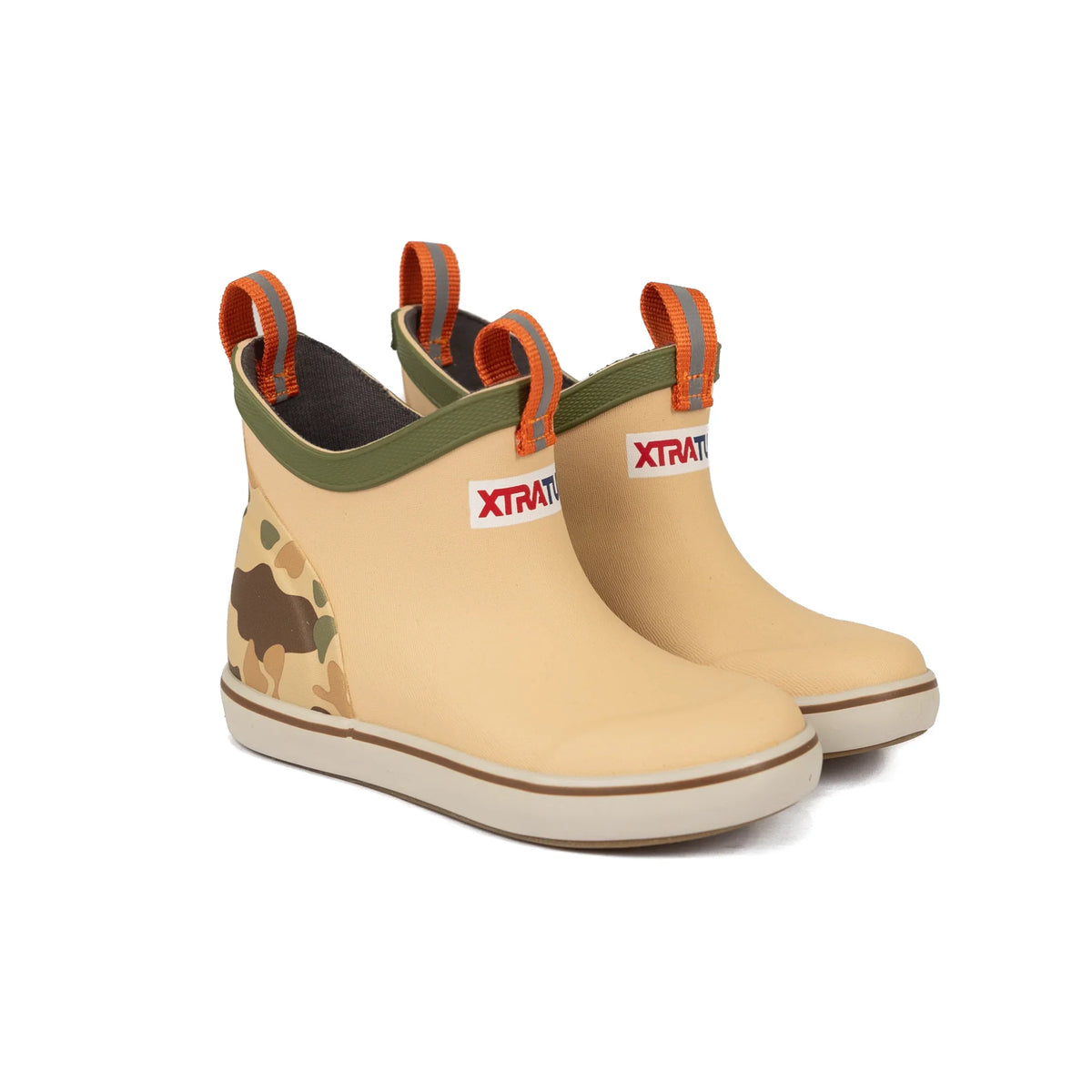XTRATUF Kid's Beige and Duck Camo 4" Ankle Deck Boot XKABDC90