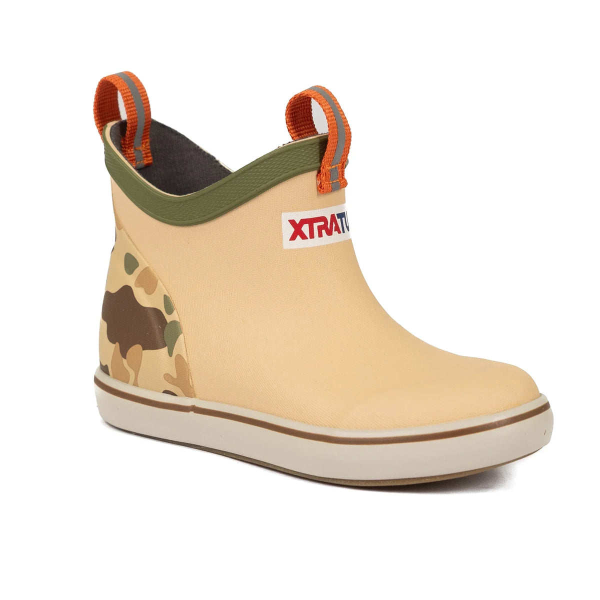 XTRATUF Kid's Beige and Duck Camo 4" Ankle Deck Boot XKABDC90
