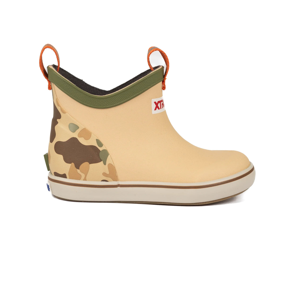 XTRATUF Kid's Beige and Duck Camo 4" Ankle Deck Boot XKABDC90