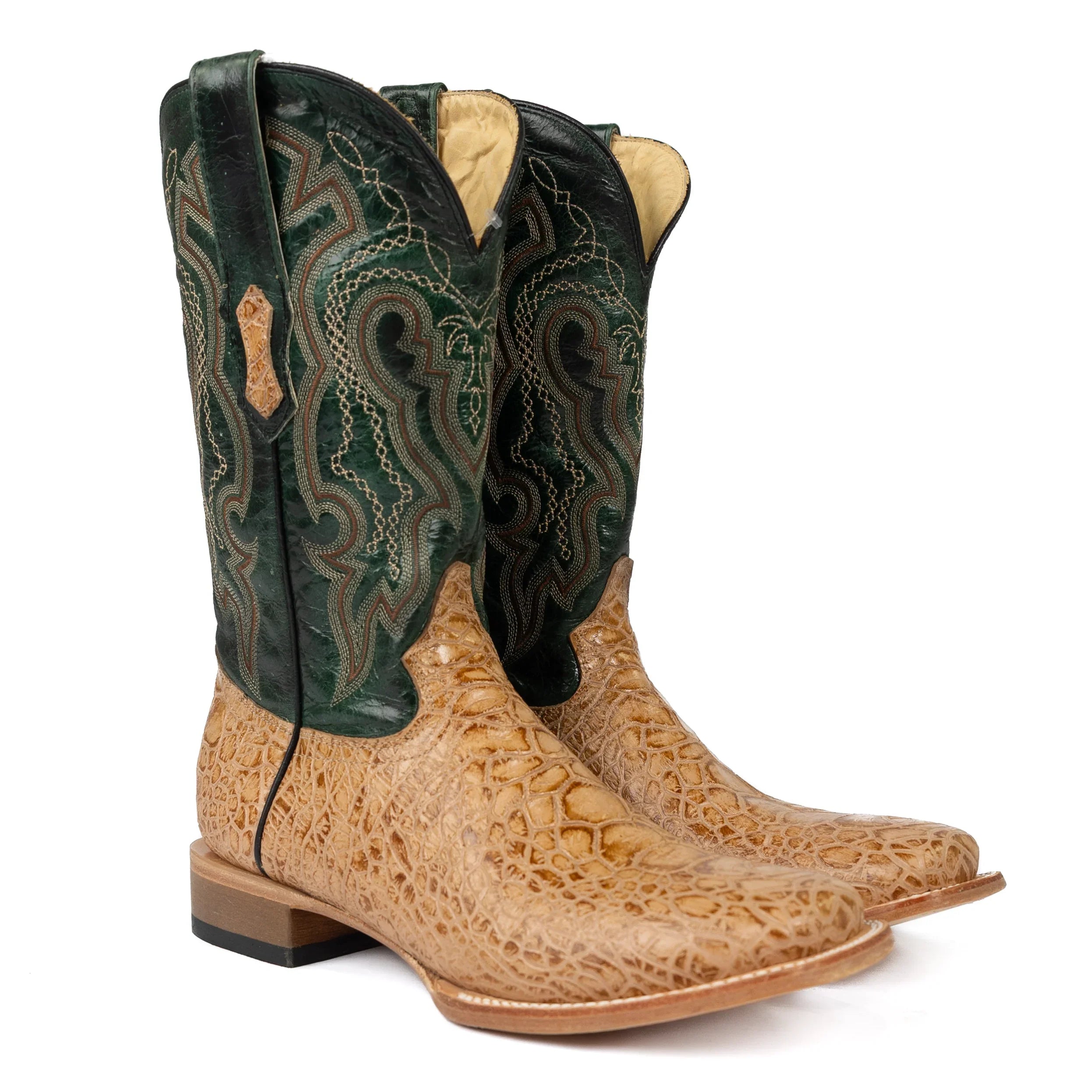 Men's Cowtown Sea Turtle Tan Print Square Toe Boots Q6042