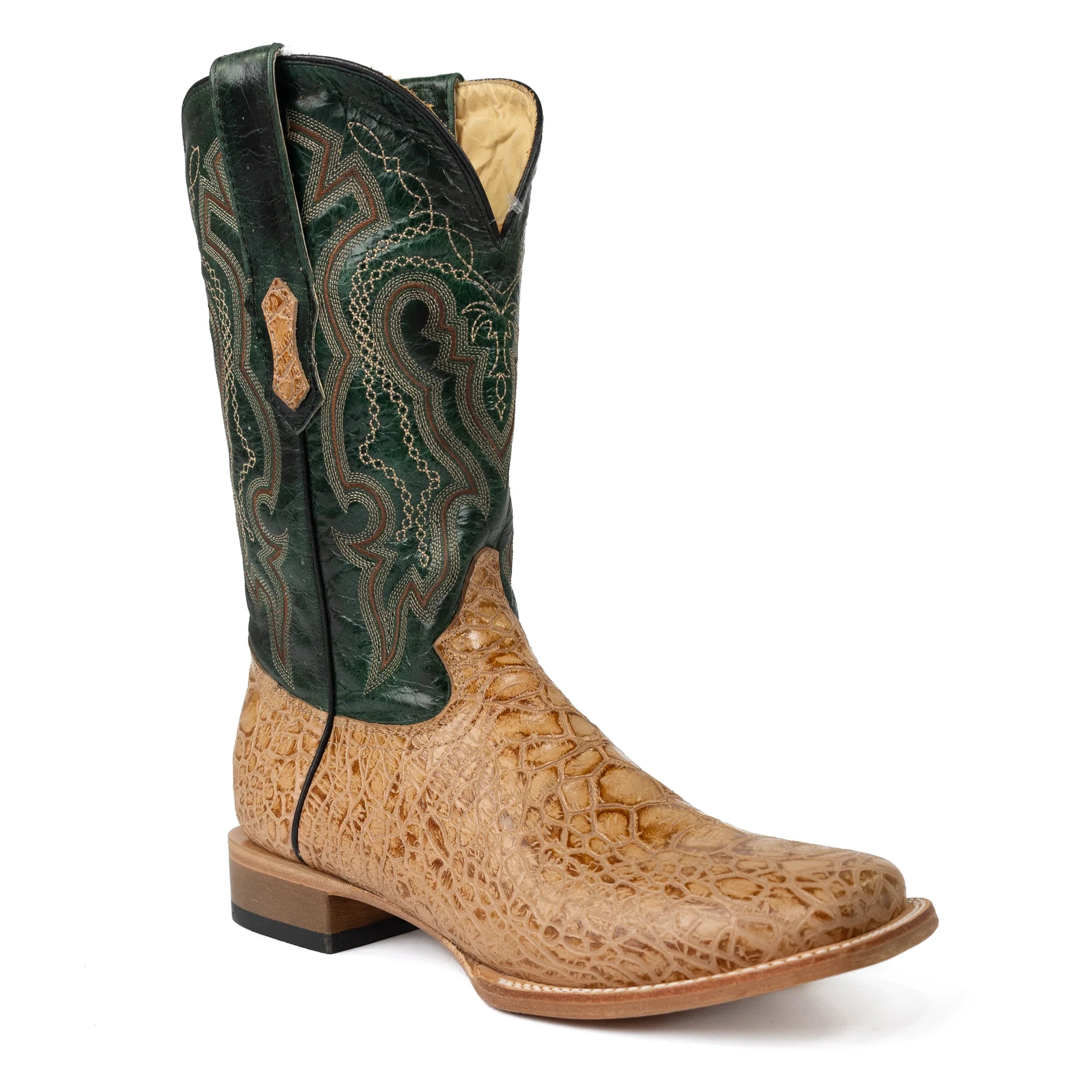 Men's Cowtown Sea Turtle Tan Print Square Toe Boots Q6042