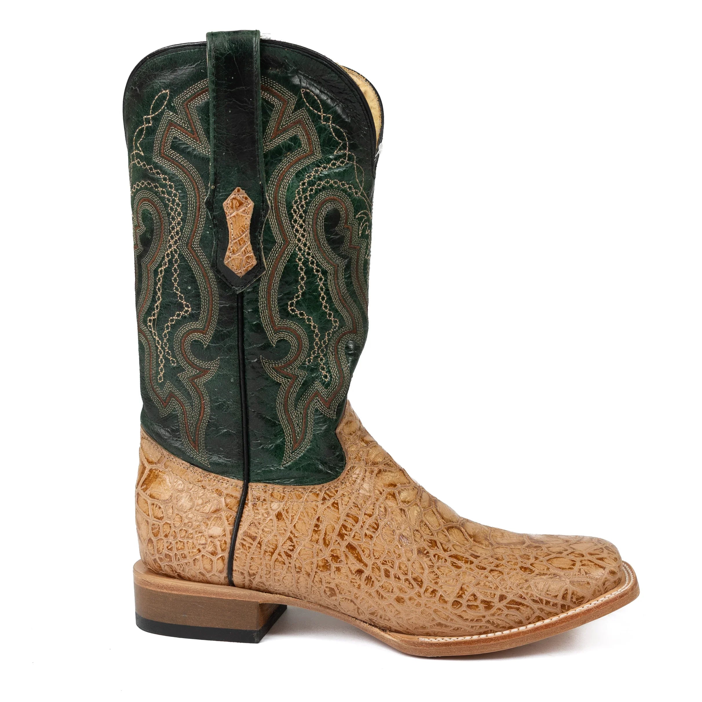Men's Cowtown Sea Turtle Tan Print Square Toe Boots Q6042
