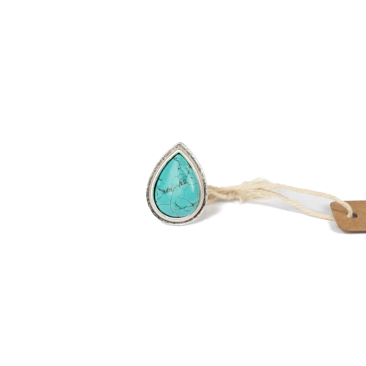 Women's Isac Silver and Turquoise Teardrop Adjustable Ring 750179