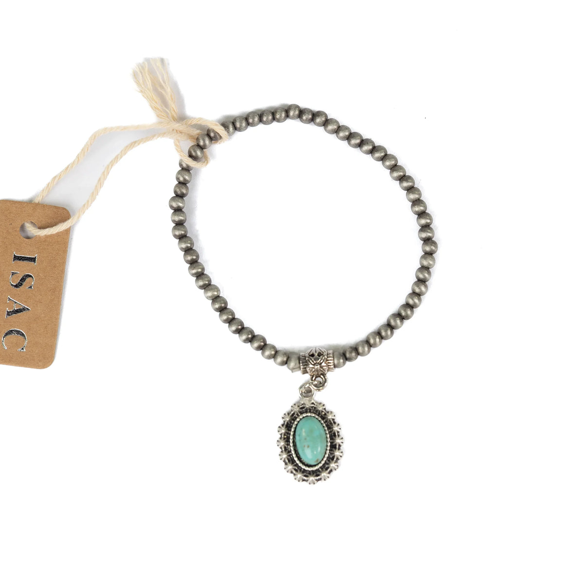 Women's Isac Navajo Beaded Bracelet with Silver and Turquoise Pendant 711460