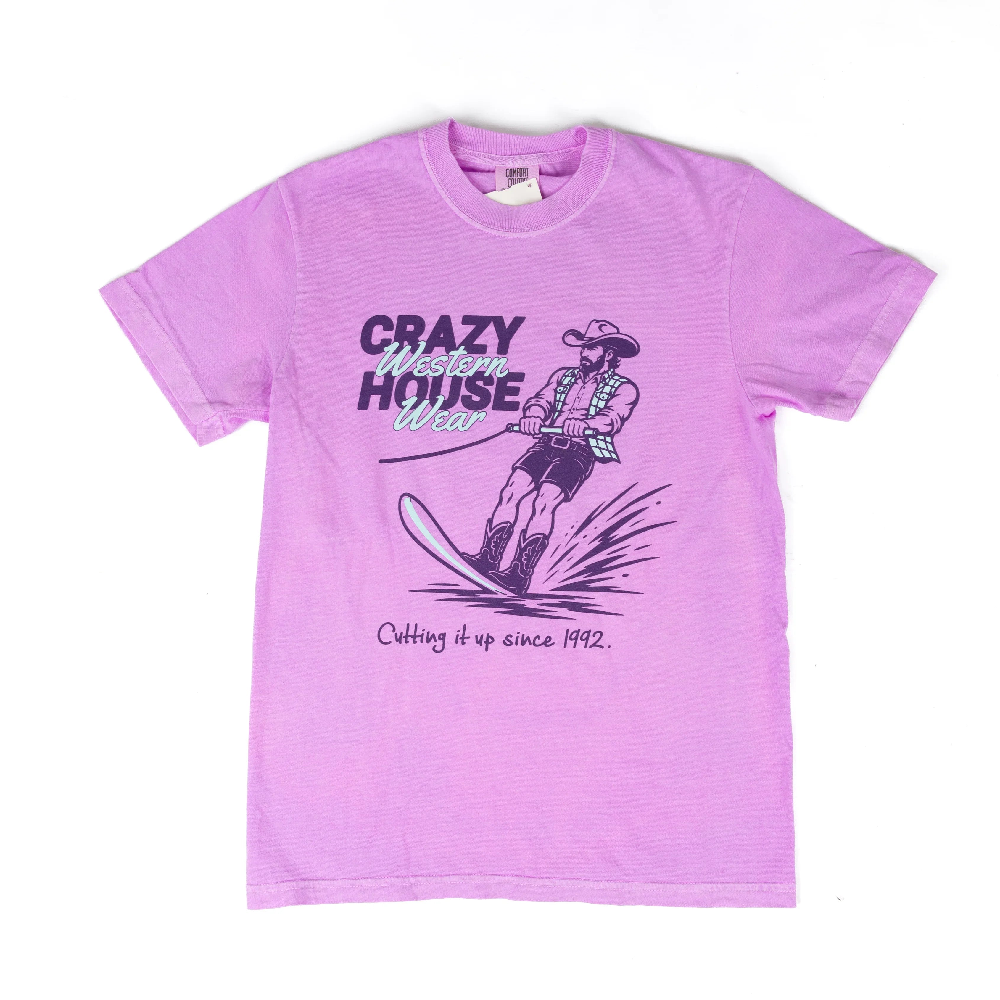 Crazy House Women's Water Ski Cowboy Printed T-shirt