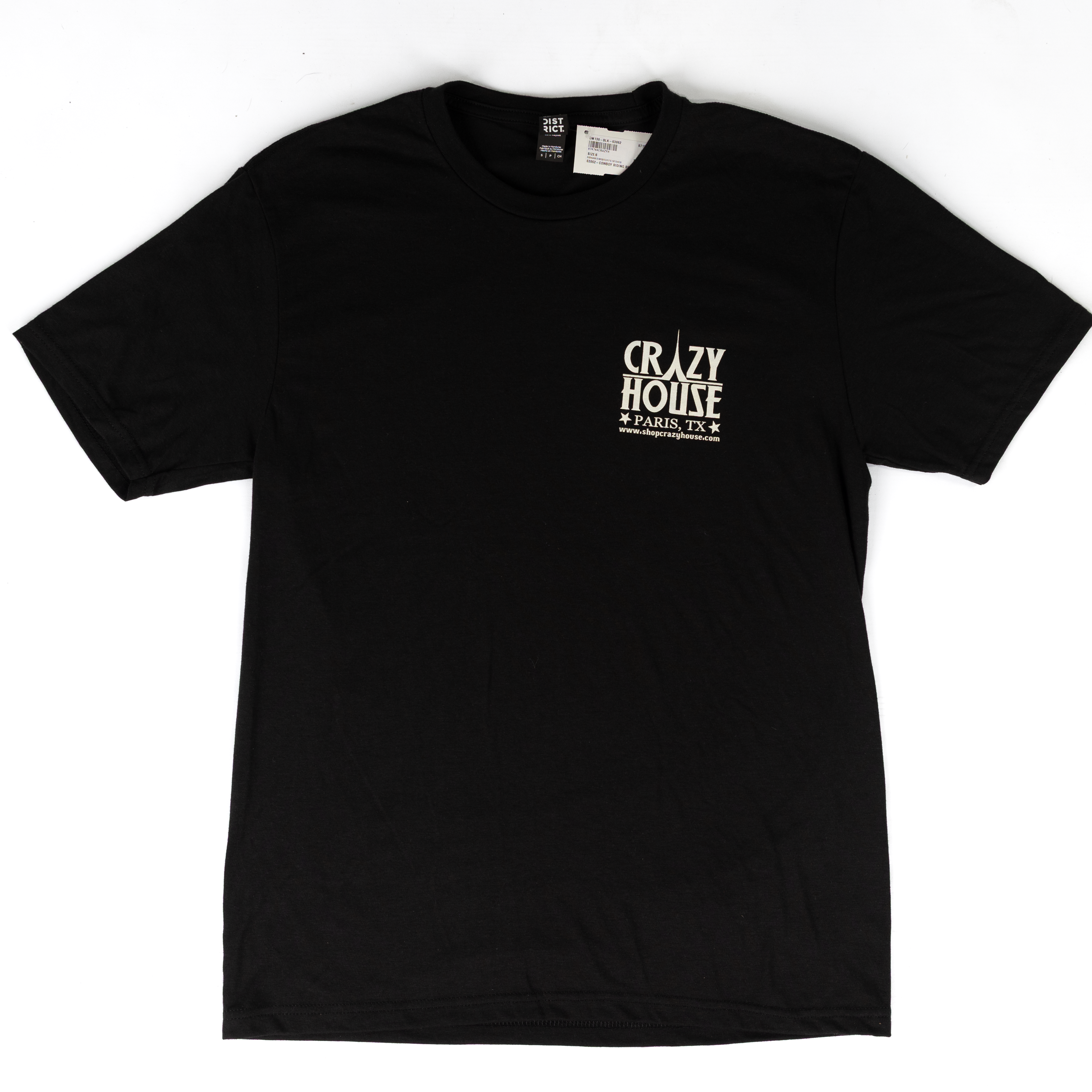 Crazy House Short Sleeve Black Cowboy Riding Bear T-shirt