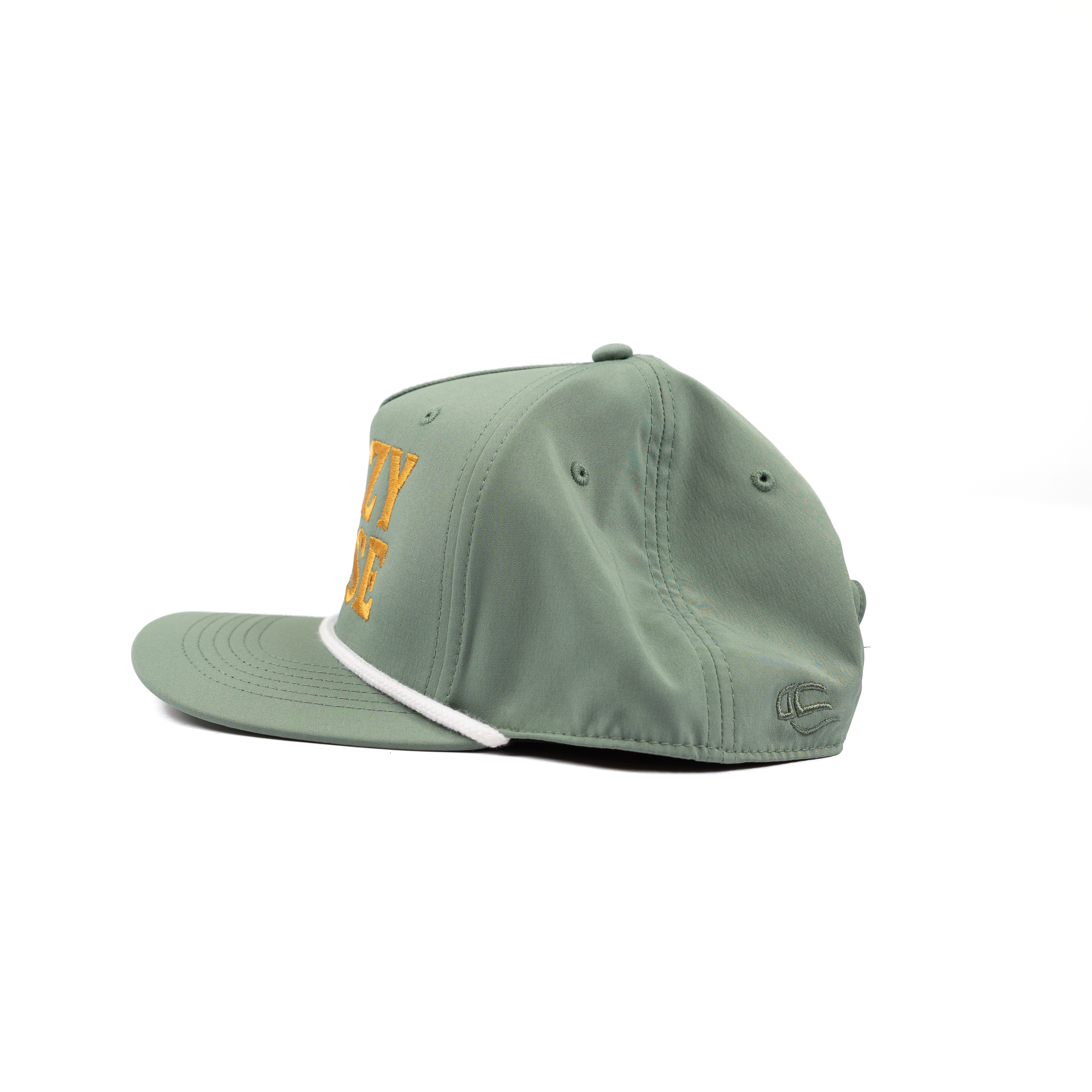 Crazy House Sage Snapback with Gold Stitching