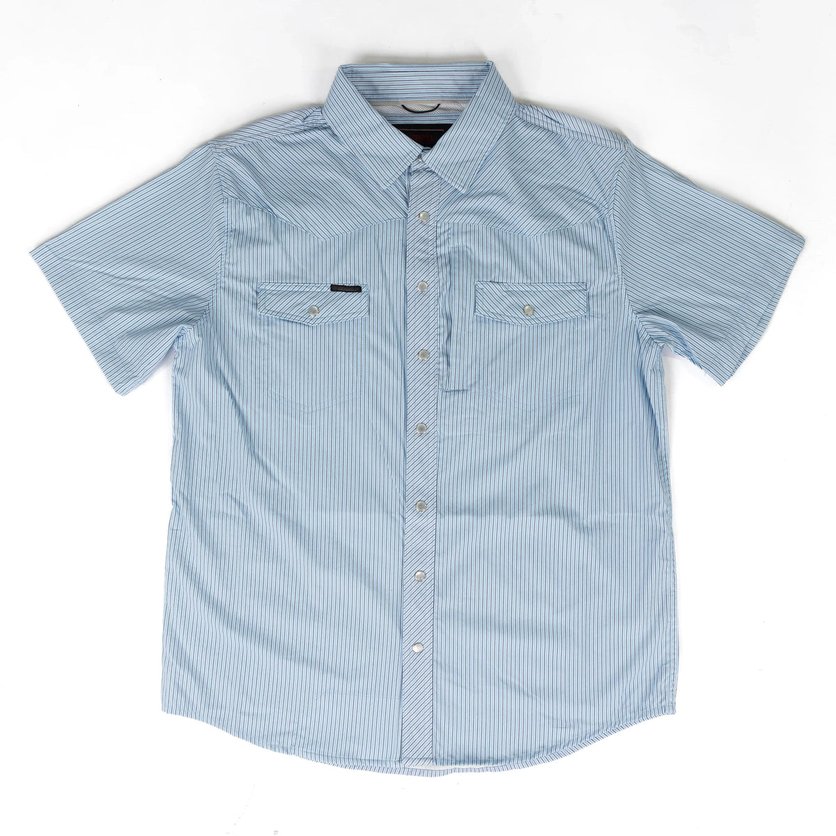 Rock and Roll Men's Short Sleeve Tek Core Powder Blue Snap Shirt BMN3S11448