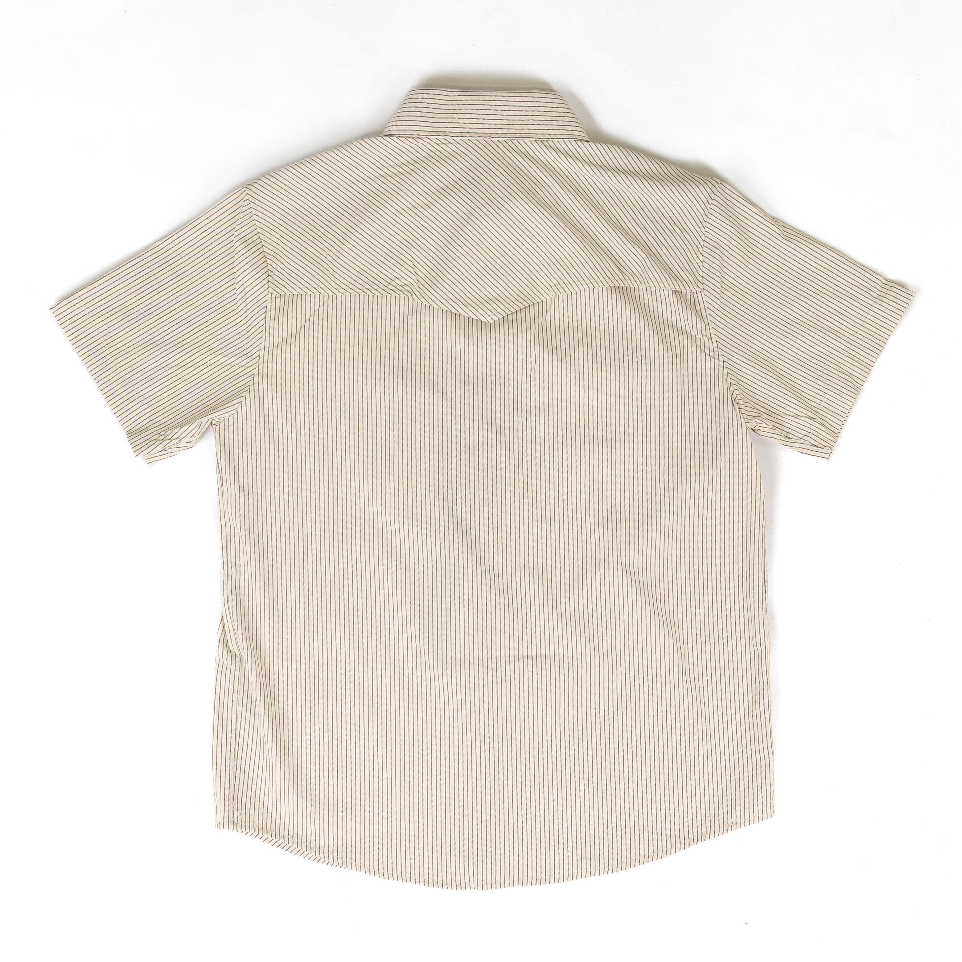 Rock and Roll Men's Short Sleeve Tek Core Tan Striped Snap Shirt BMN3S09907