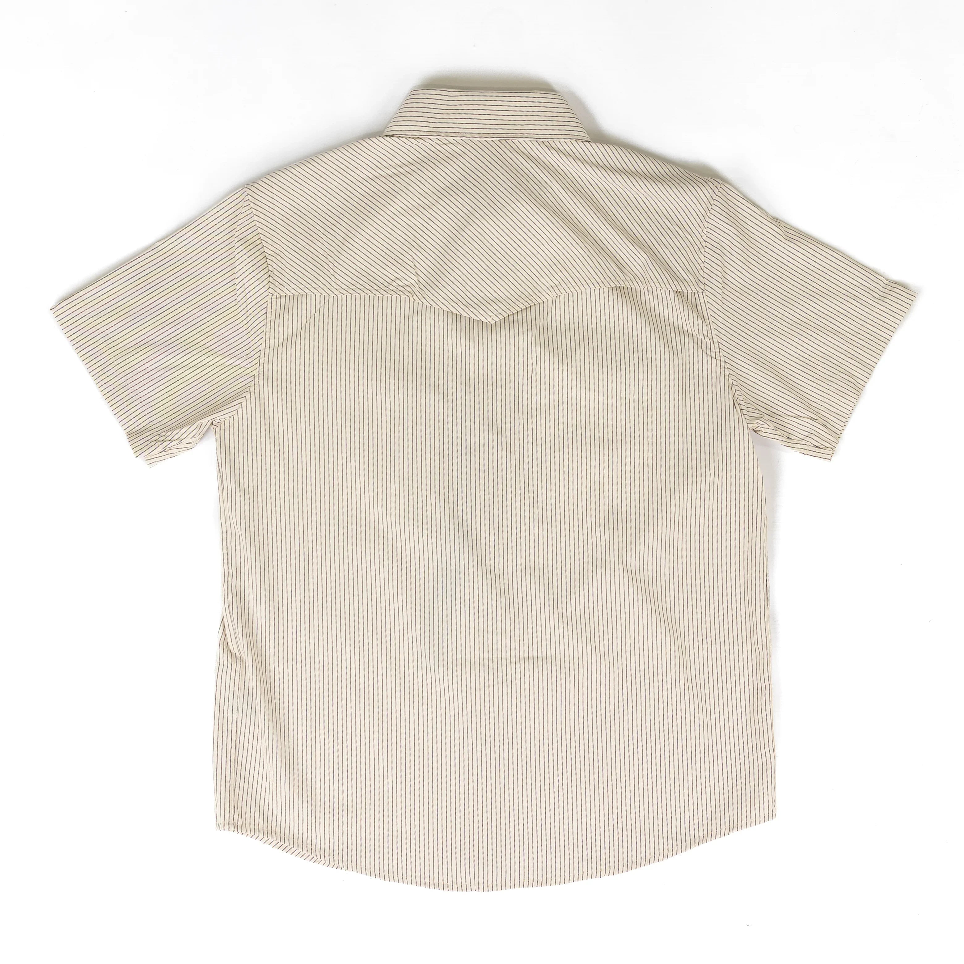 Rock and Roll Men's Short Sleeve Tek Core Tan Striped Snap Shirt BMN3S09907