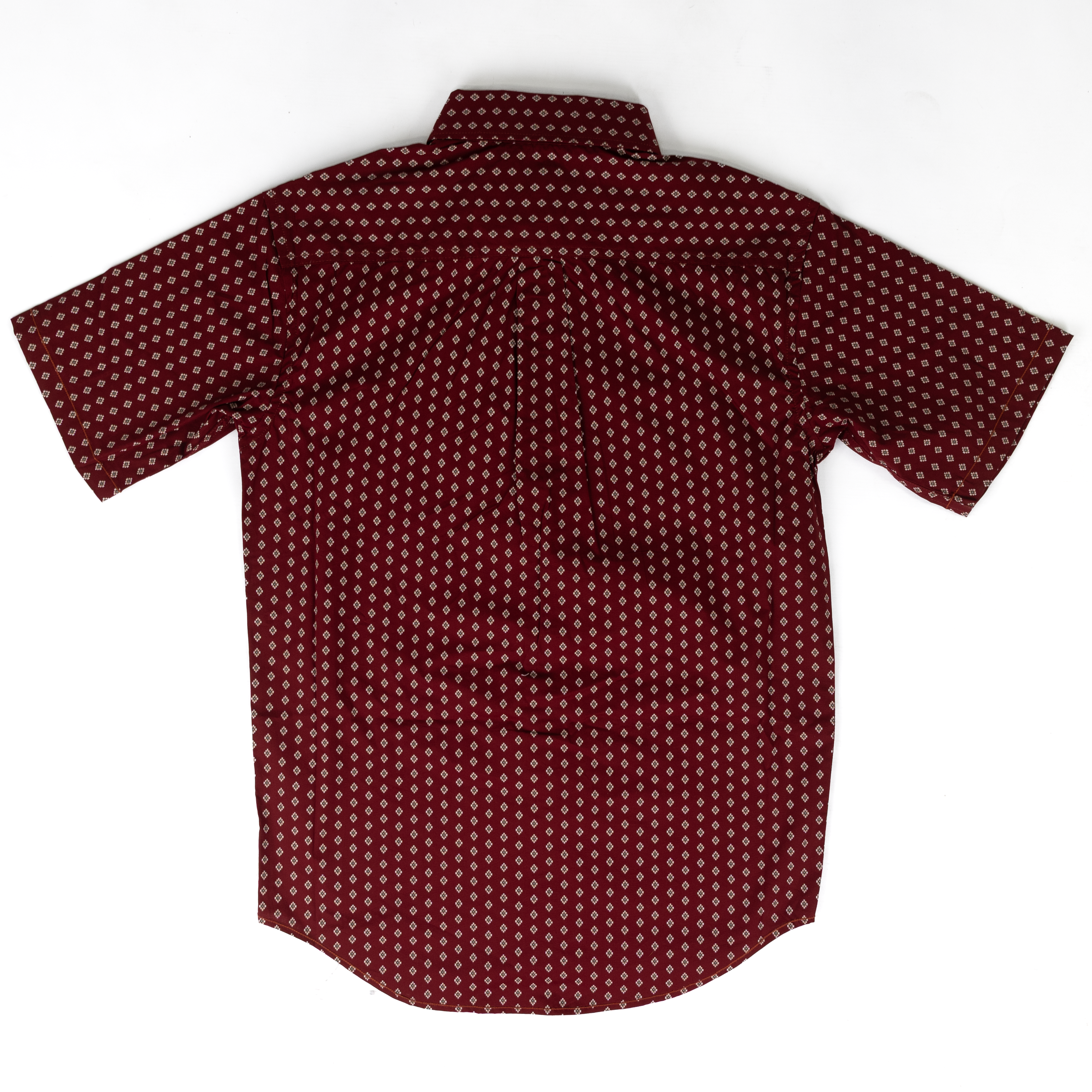 Panhandle Men's Short Sleeve Burgundy Geo Printed Button Down Shirt RMB3S09541