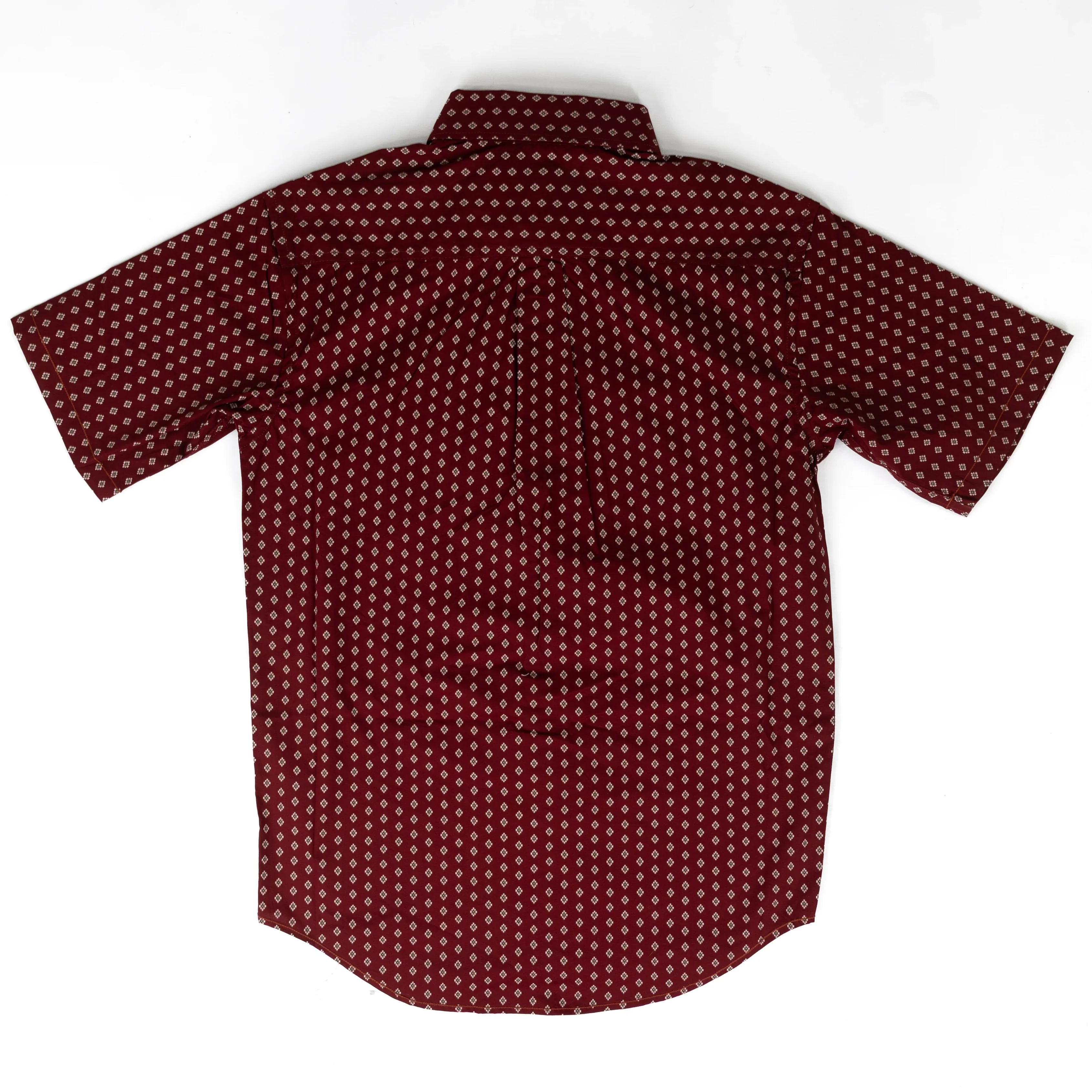 Panhandle Men's Short Sleeve Burgundy Geo Printed Button Down Shirt RMB3S09541