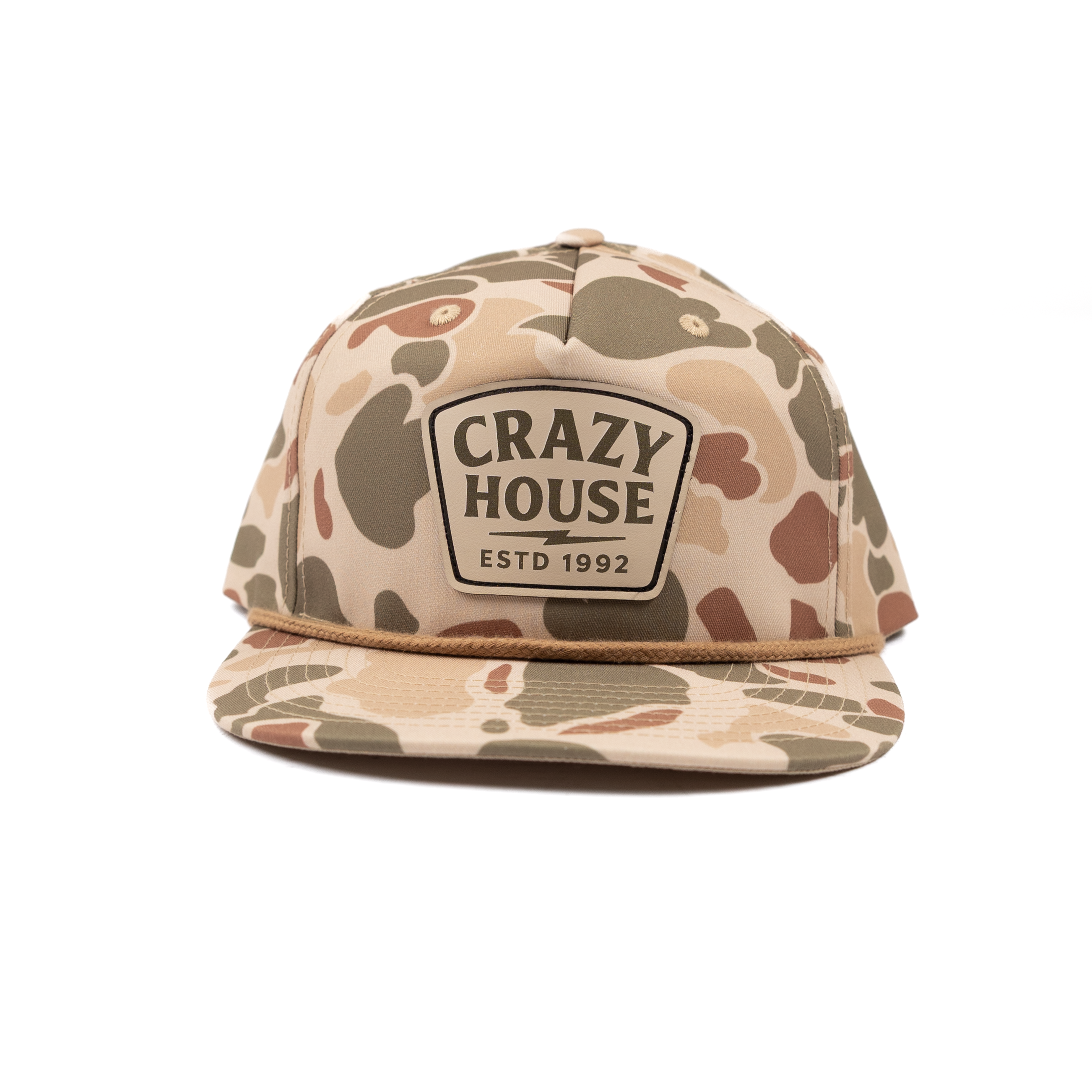 Crazy House Camo Cap with Leather Bolt Patch