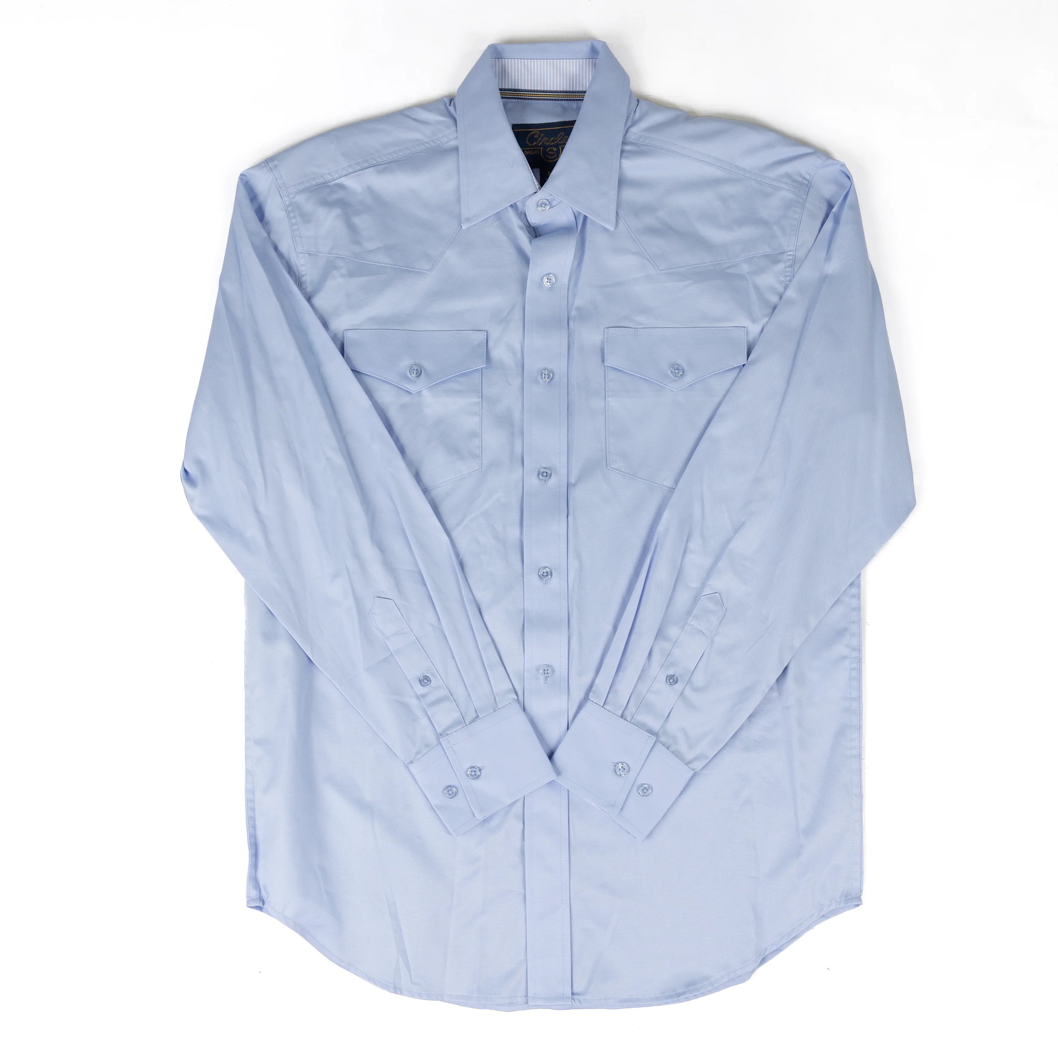 Circle S Long Sleeve Blue Button Up Dress Shirt CSB1000-14