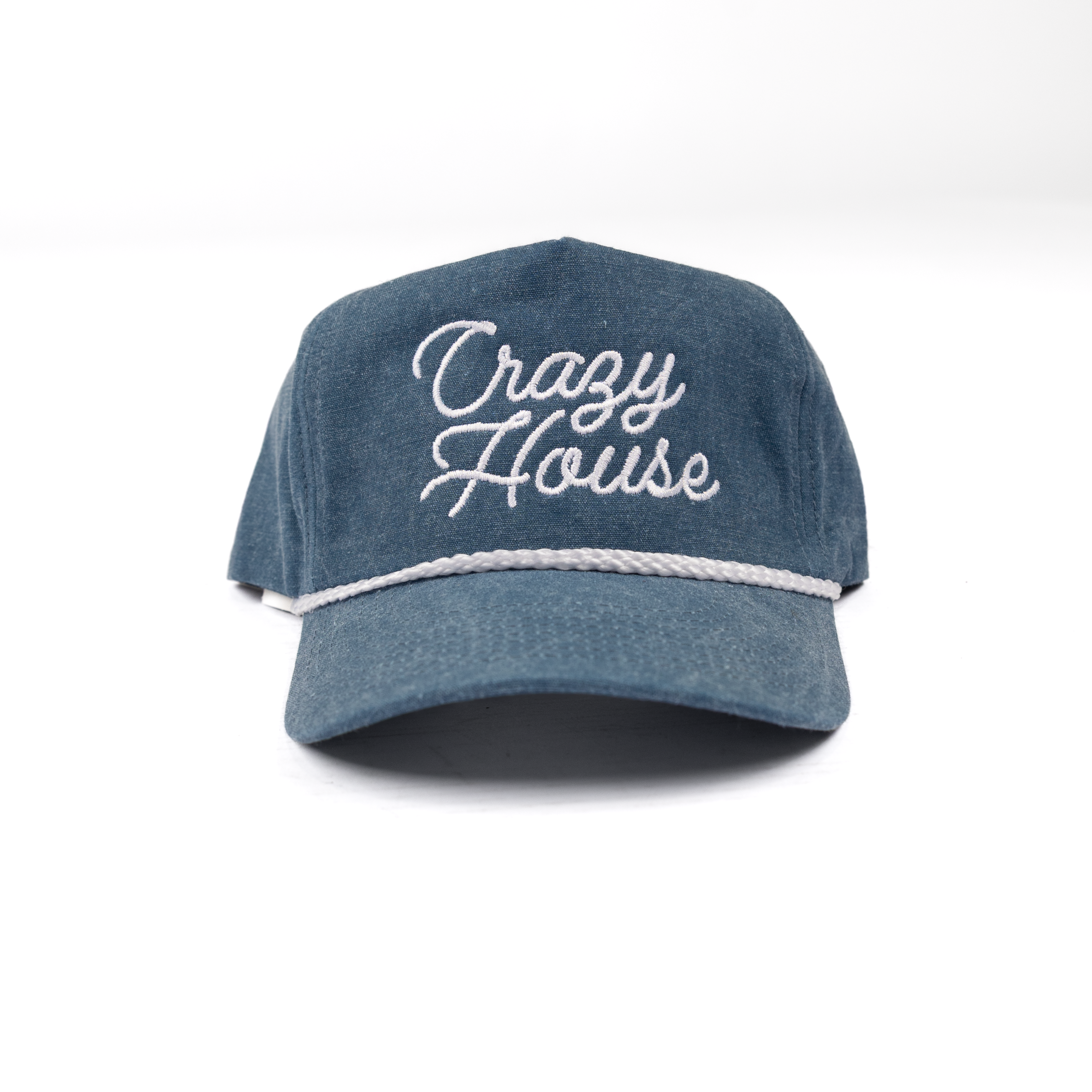 Crazy House Denim Snapback with White Stitching