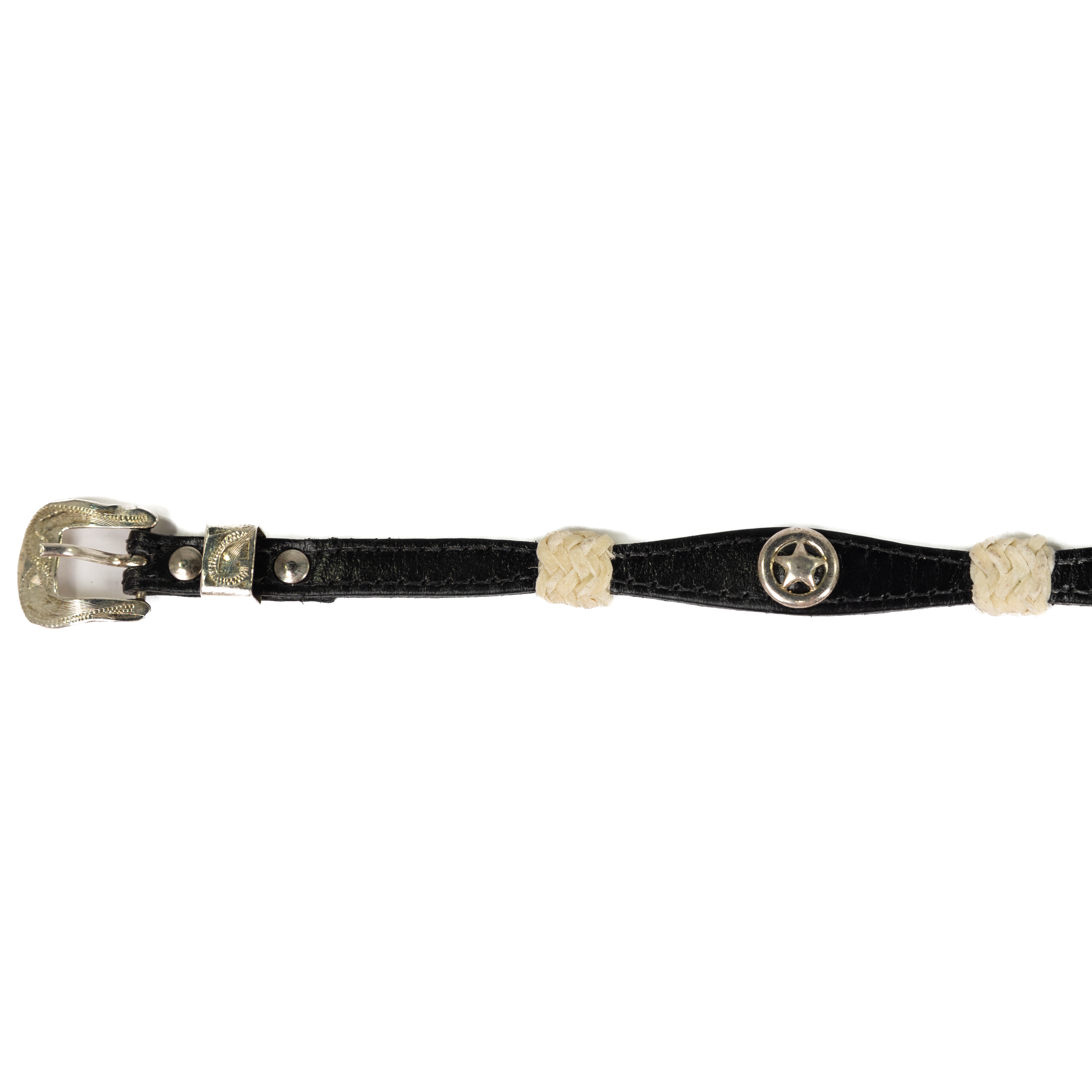 Black, Silver and White Hat Band with Texas Conchos