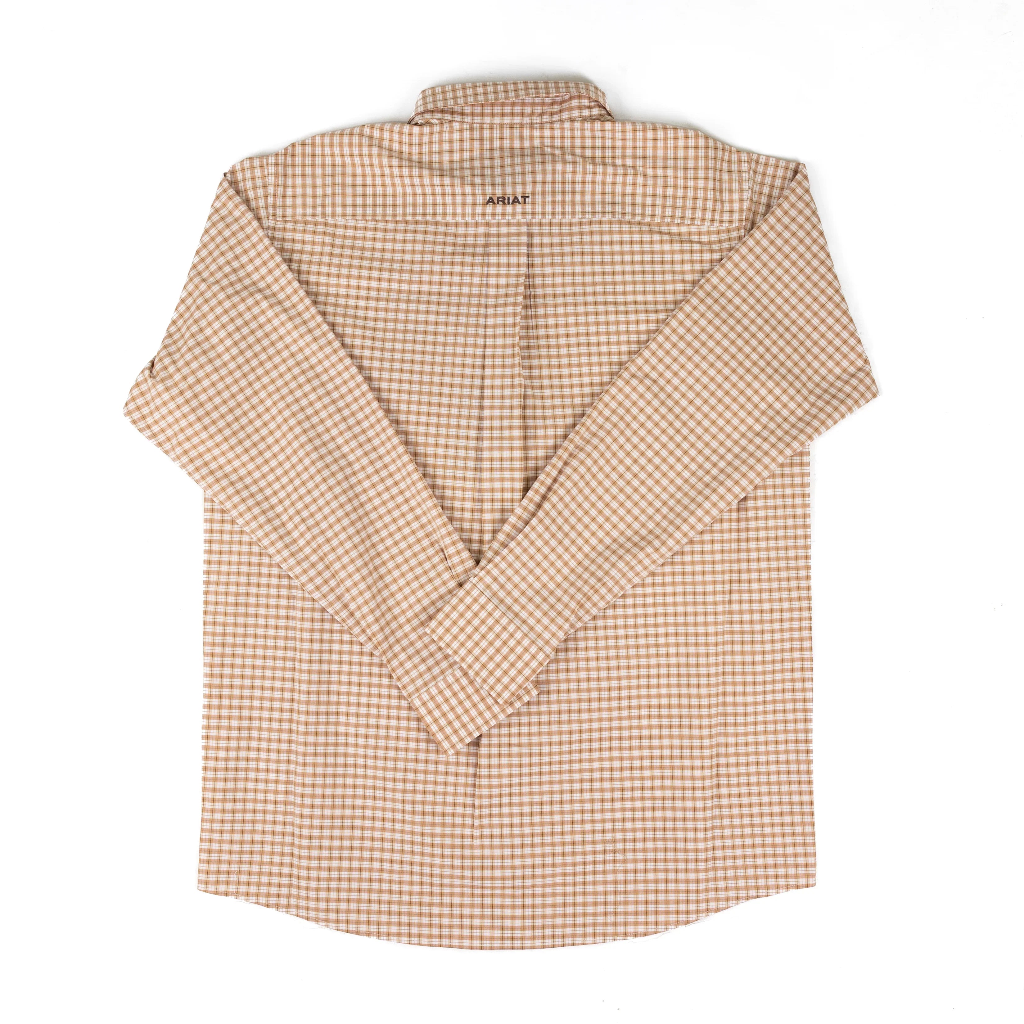 Men's Ariat Almond Oil Mini Plaid Pro Series Niles Classic Fit Shirt 10073609