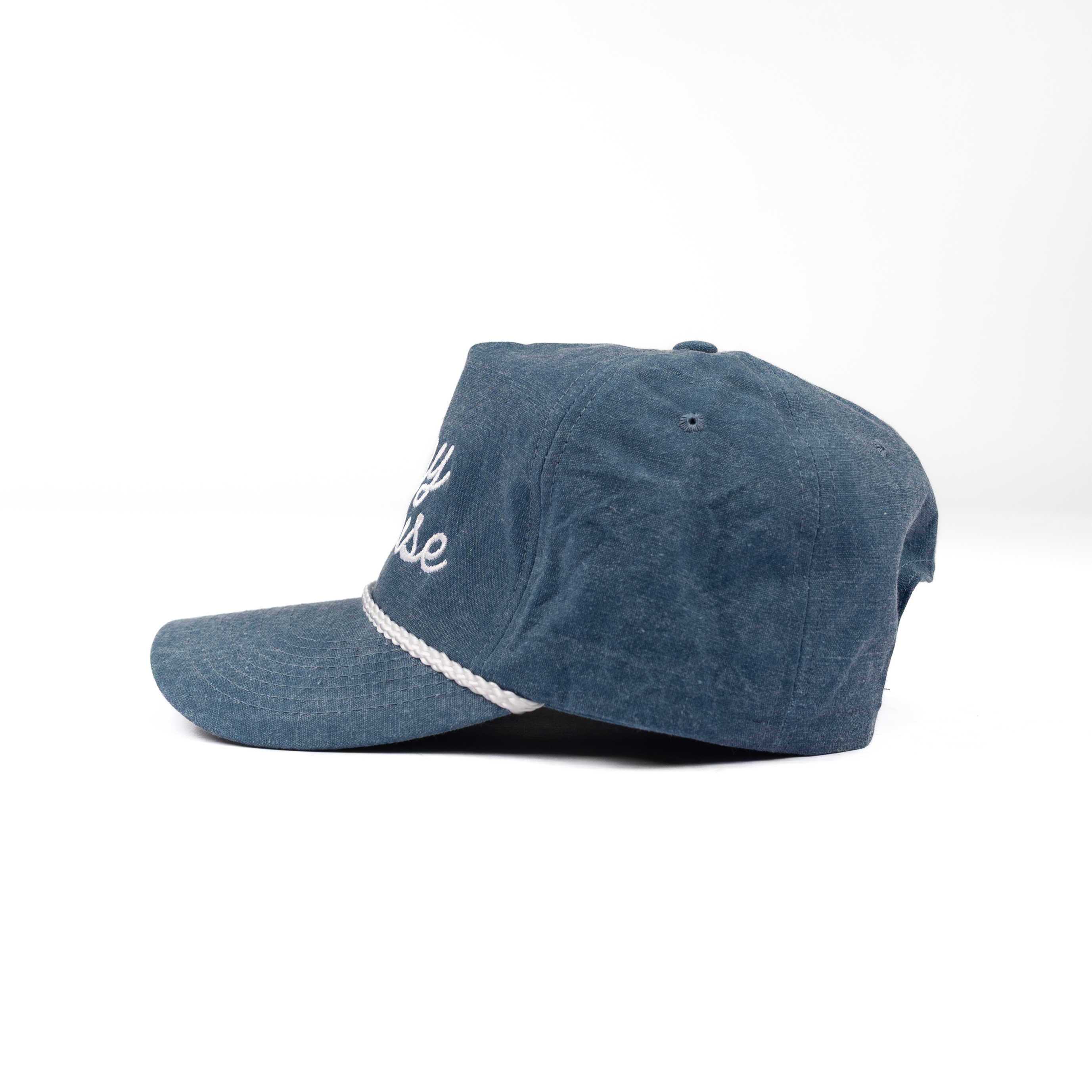 Crazy House Denim Snapback with White Stitching