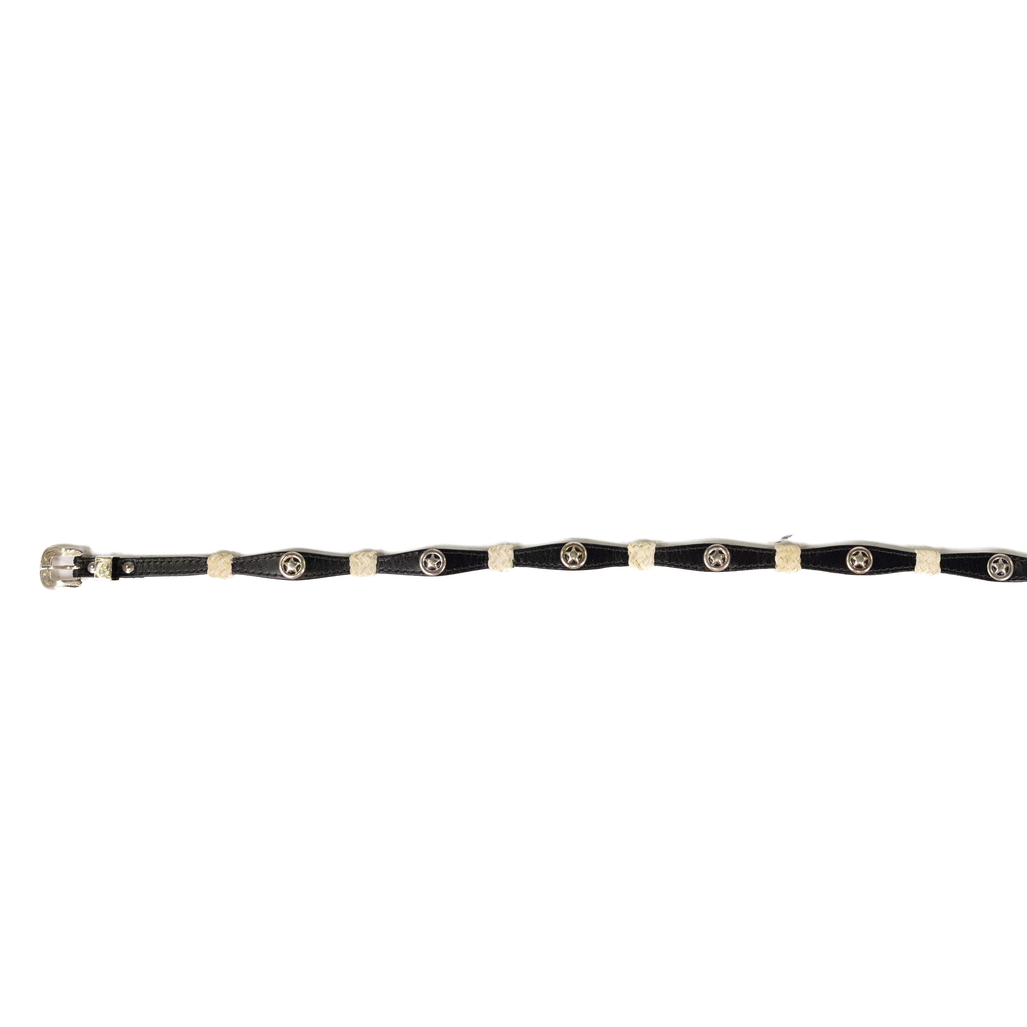 Black, Silver and White Hat Band with Texas Conchos