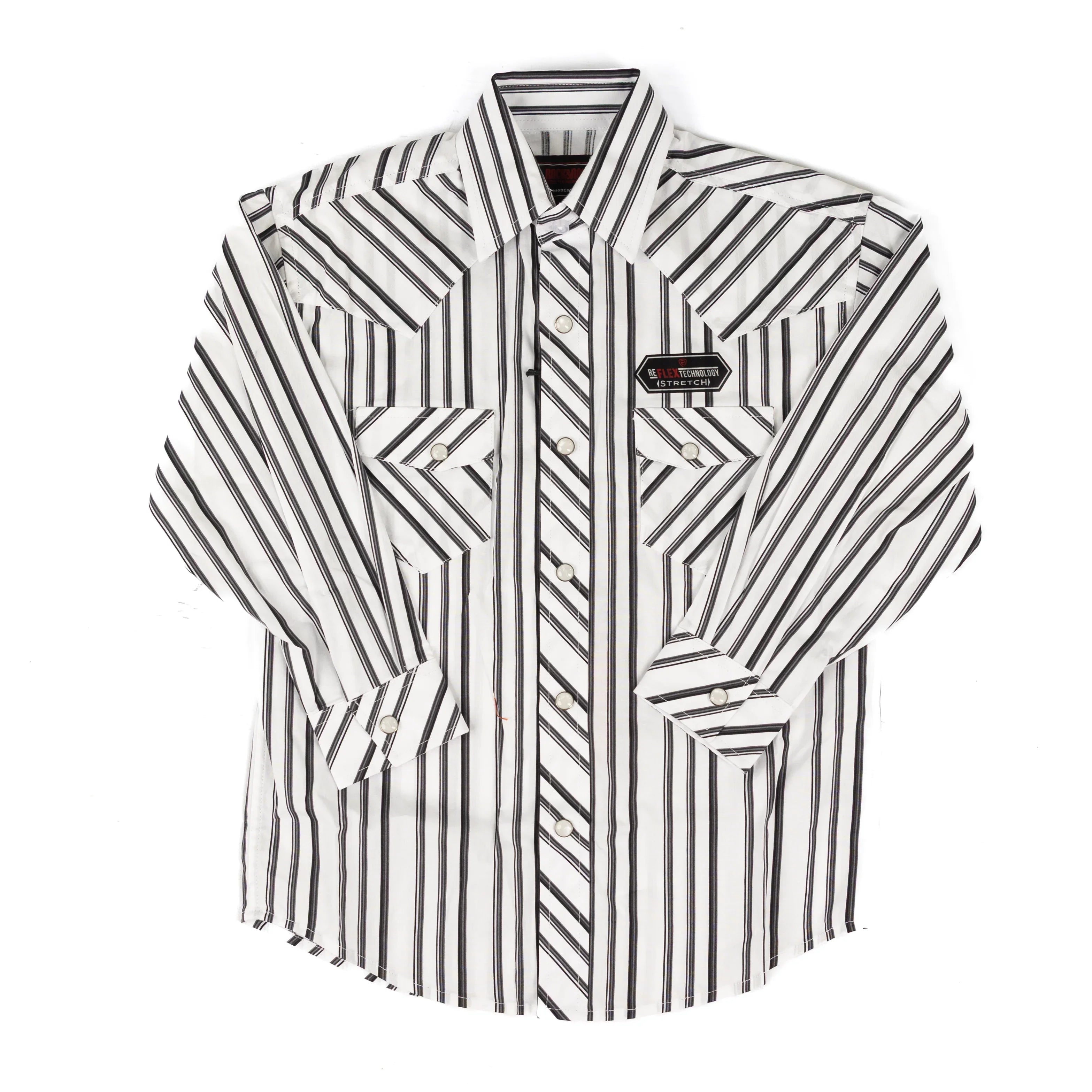 Rock and Roll Boy's Long Sleeve Gray Striped Snap Shirt BBN2S09423
