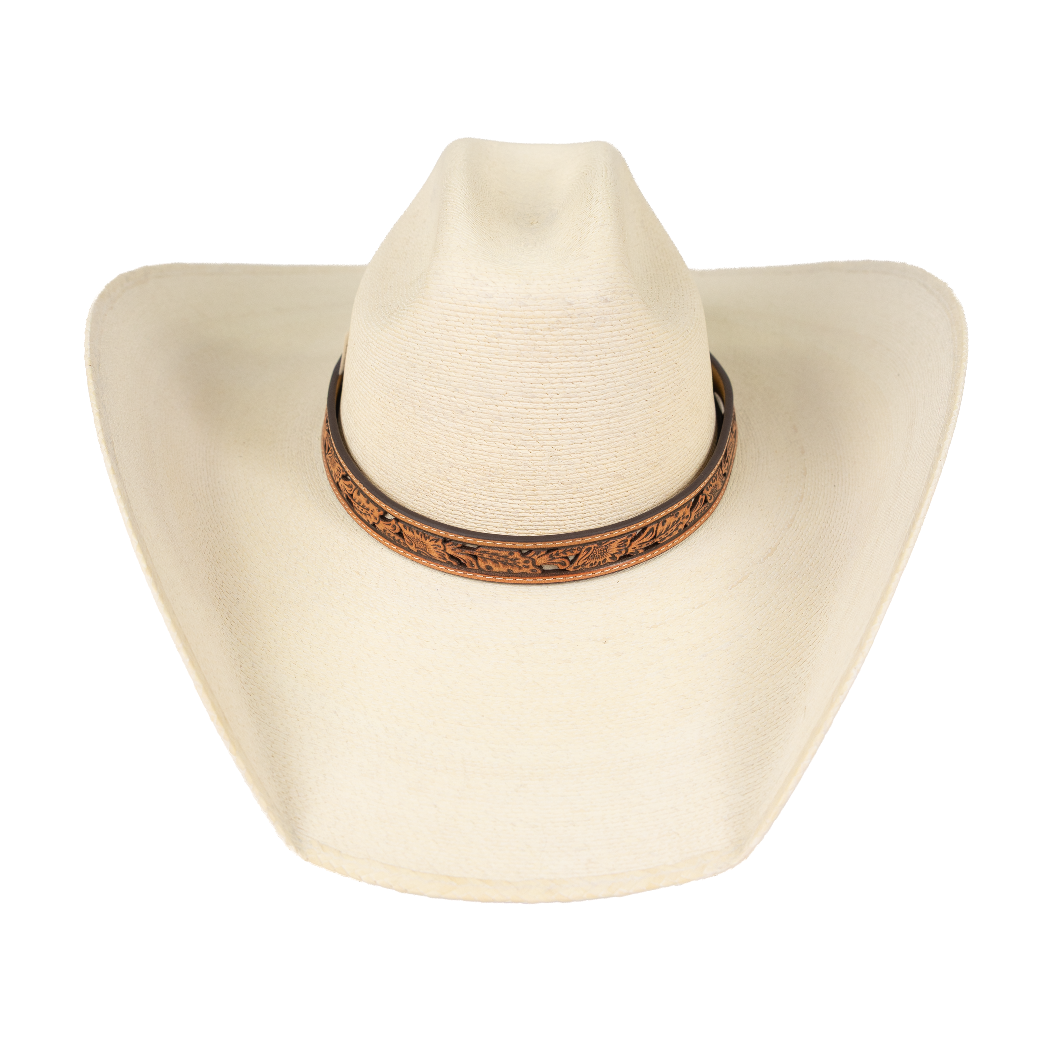 Brown Leather Hat Band with Ivory Underlay