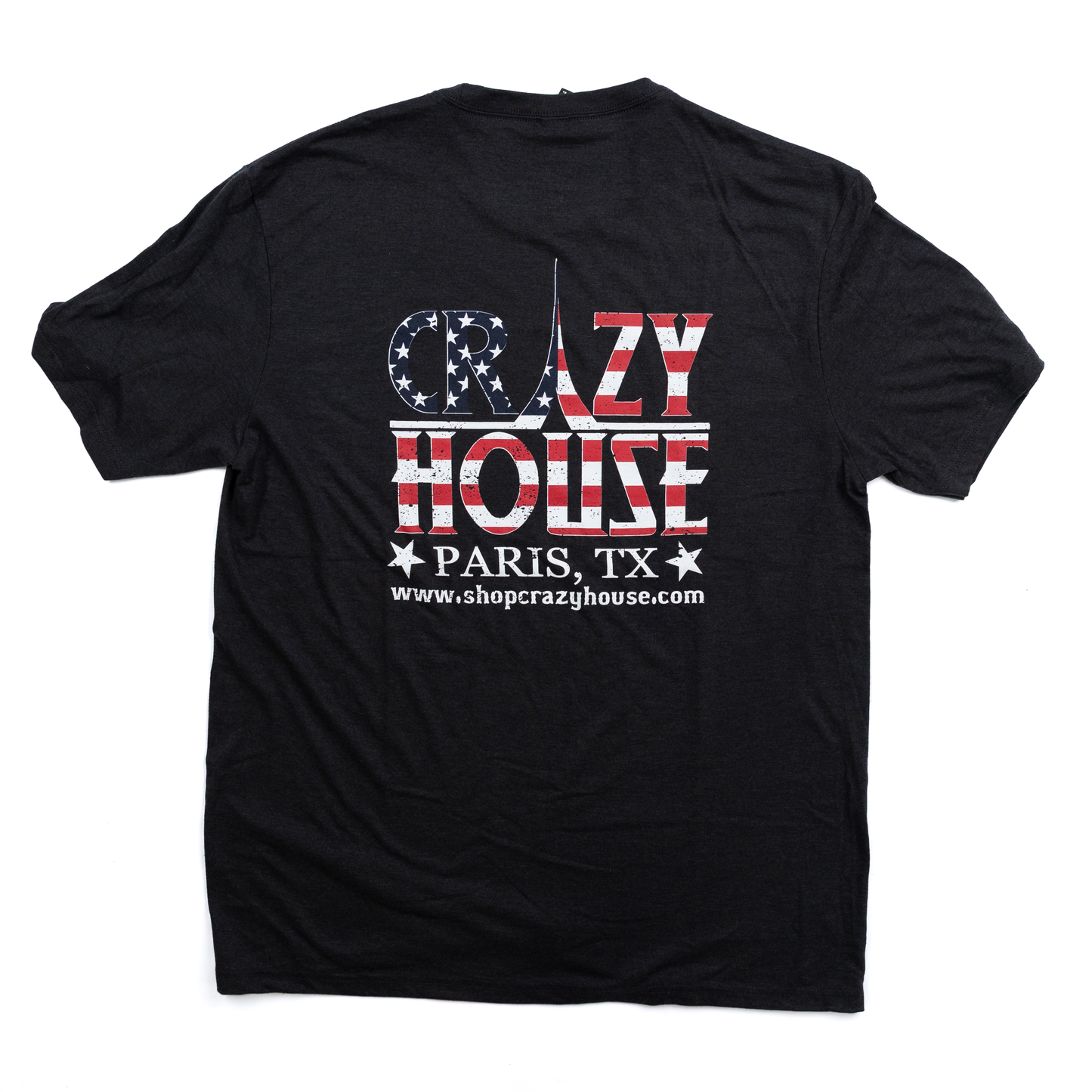 Crazy House Gray American Flag T-shirt