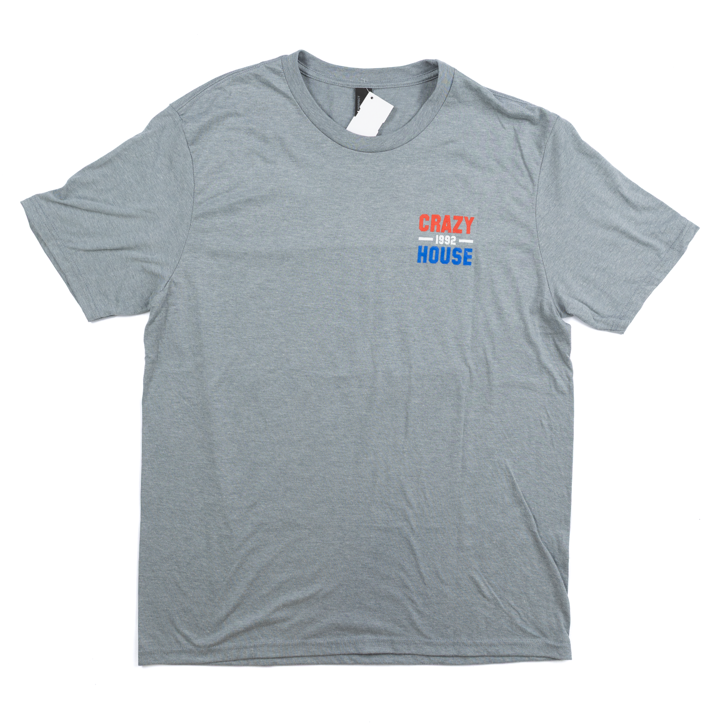 Crazy House Heather Gray Red White And Blue T-shirt