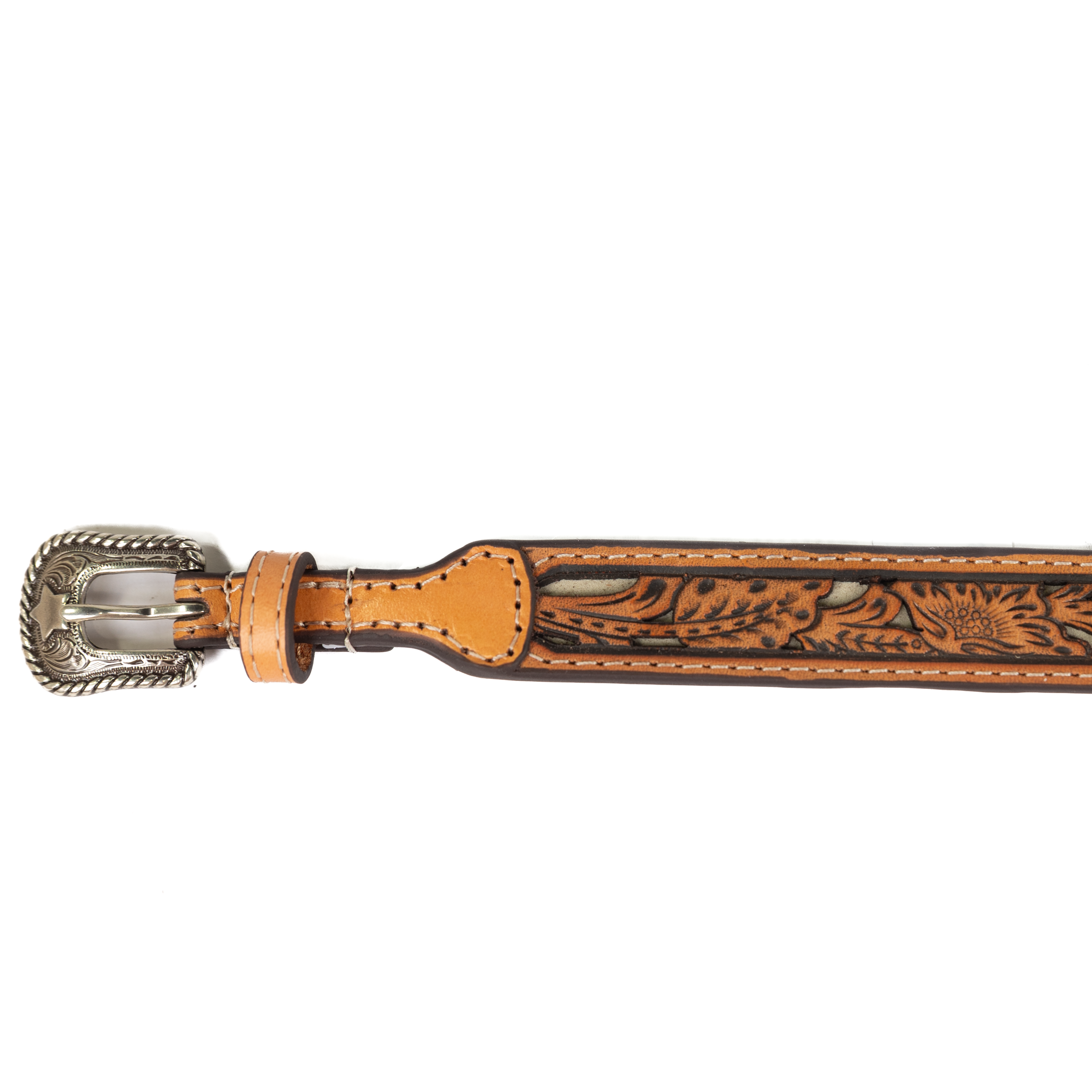 Brown Leather Hat Band with Ivory Underlay