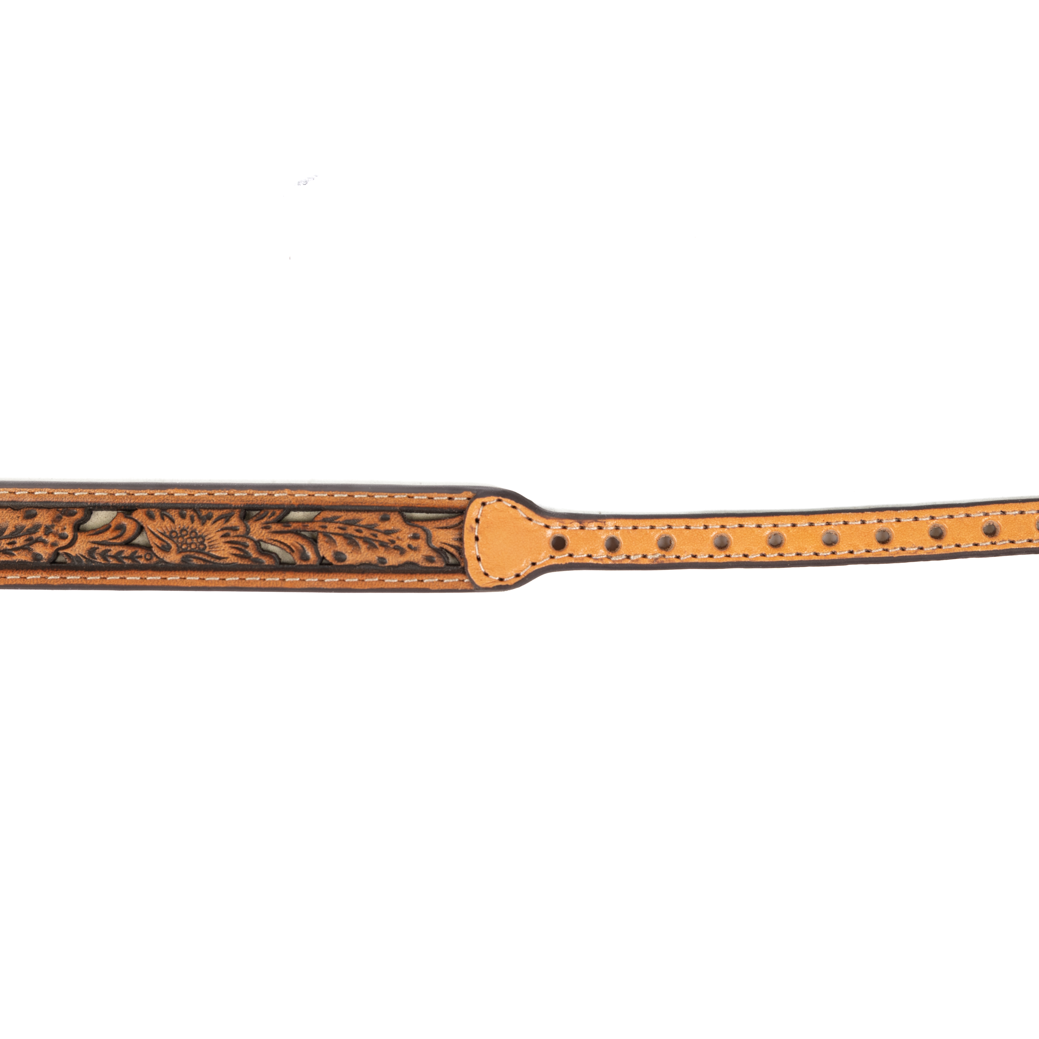 Brown Leather Hat Band with Ivory Underlay
