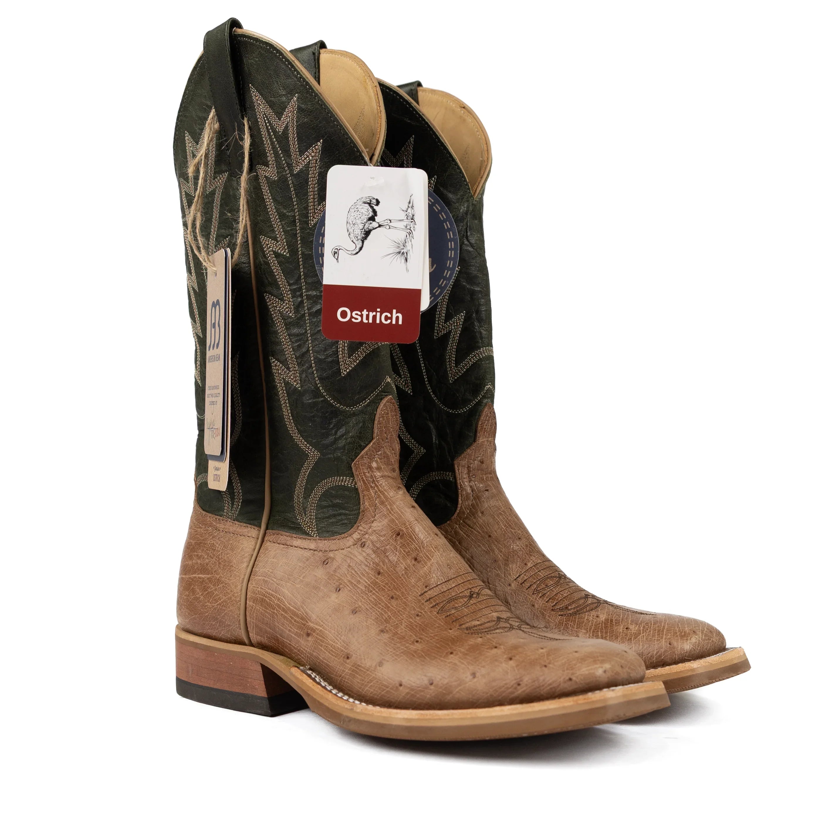 Anderson Bean Men's Rum Smooth Quill Ostrich Square Toe Boots