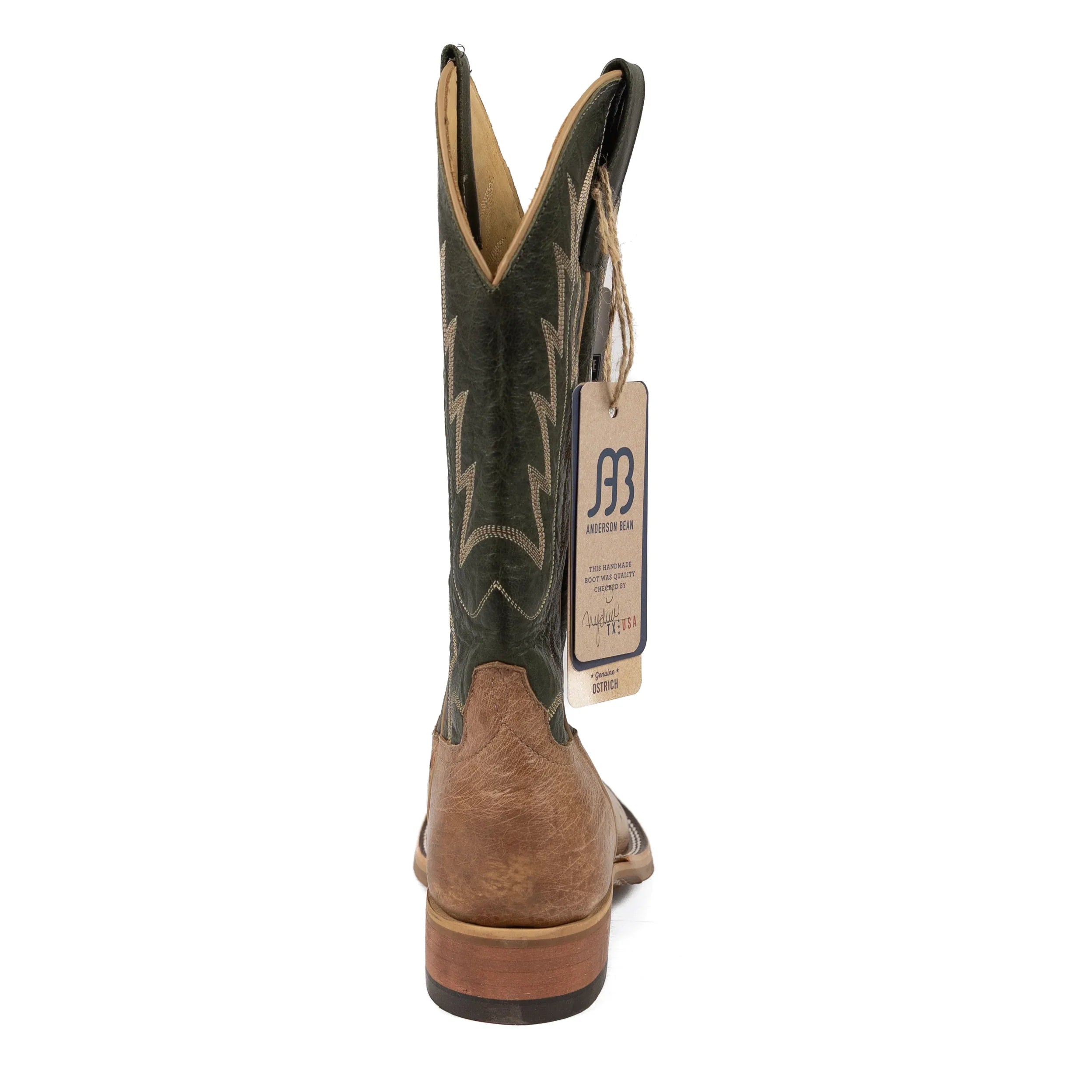 Anderson Bean Men's Rum Smooth Quill Ostrich Square Toe Boots