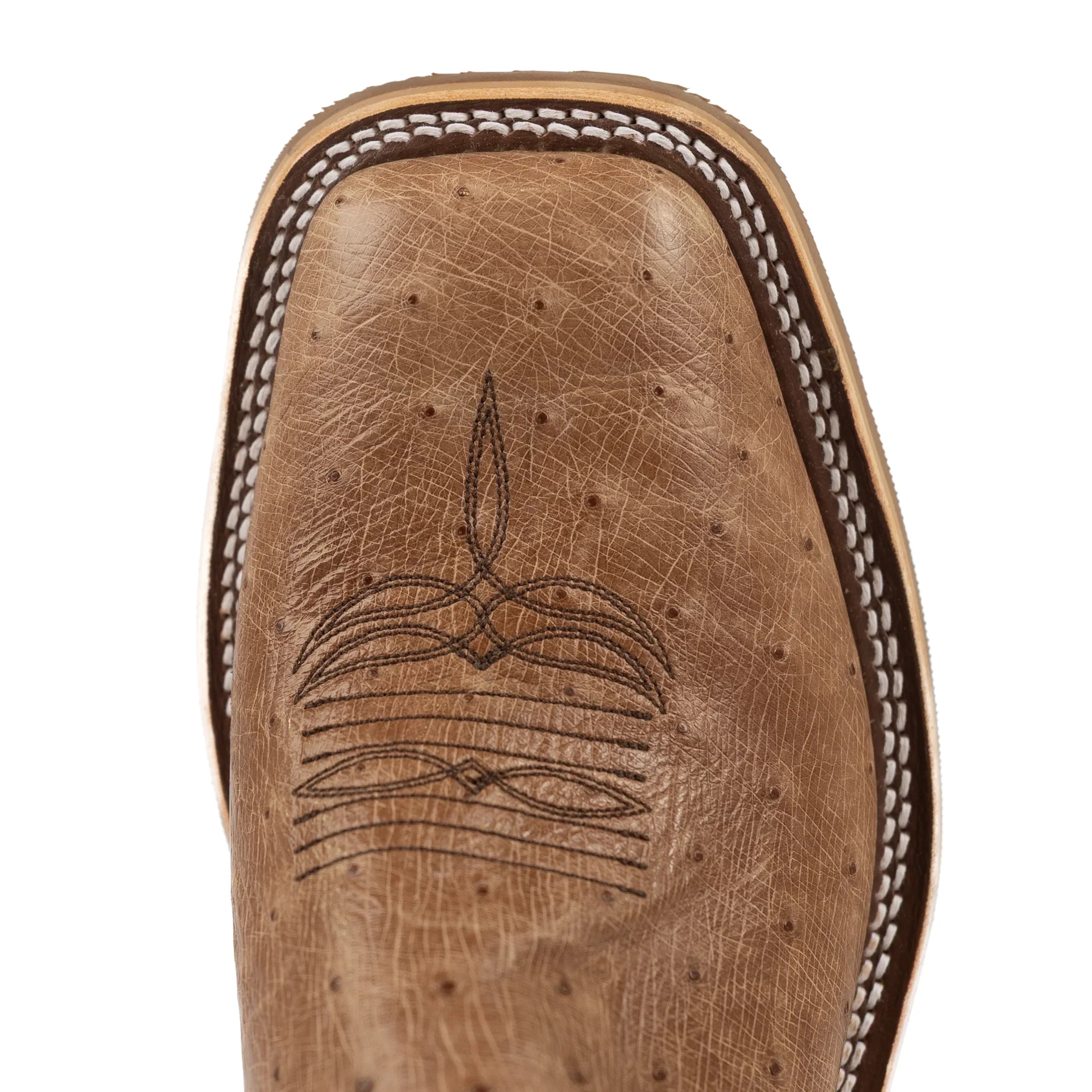 Anderson Bean Men's Rum Smooth Quill Ostrich Square Toe Boots