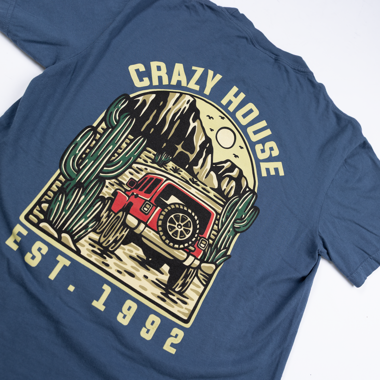 Crazy House Blue Jeep Desert T-shirt