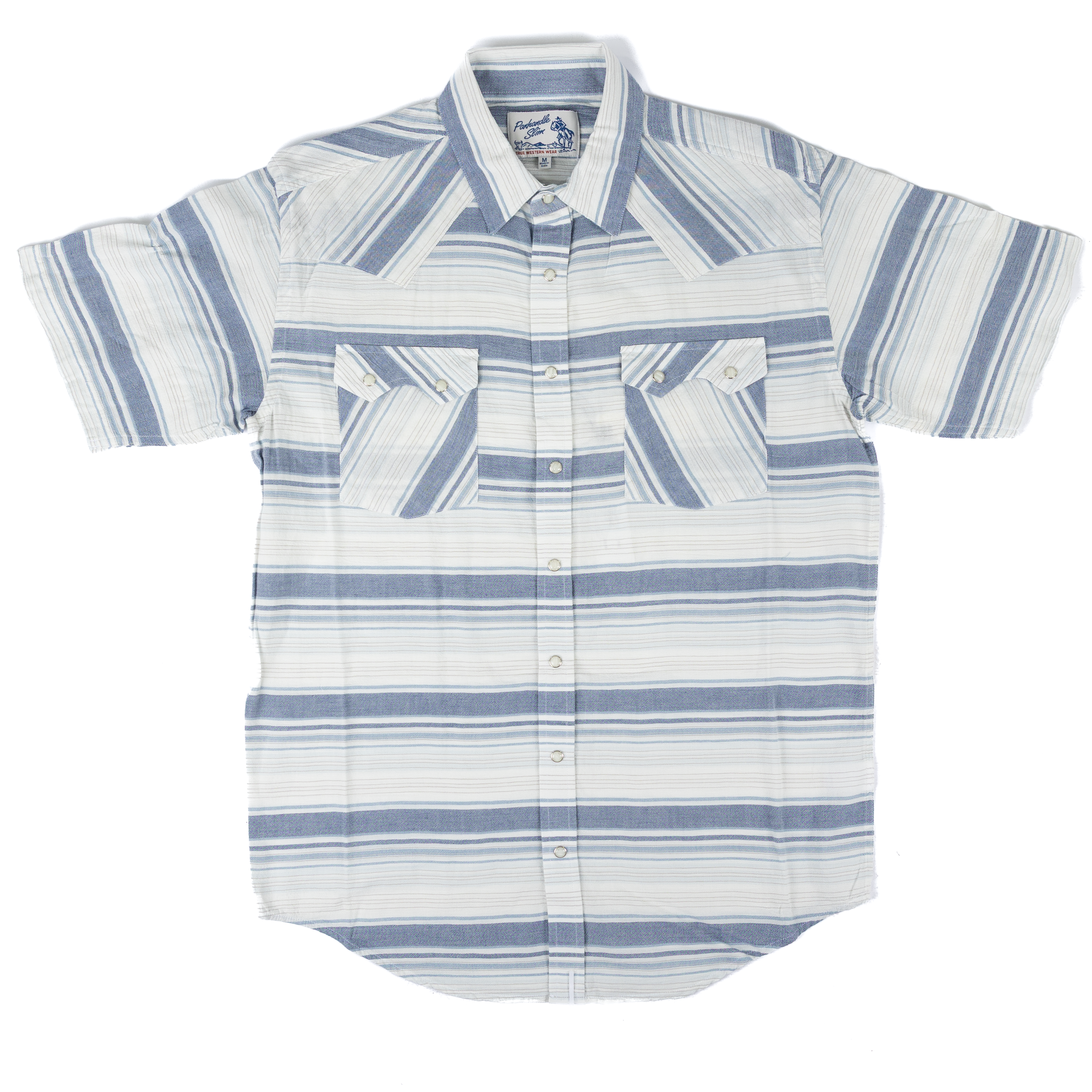 Men's Panhandle Short Sleeve Indigo Striped Snap Shirt PMN3S08151