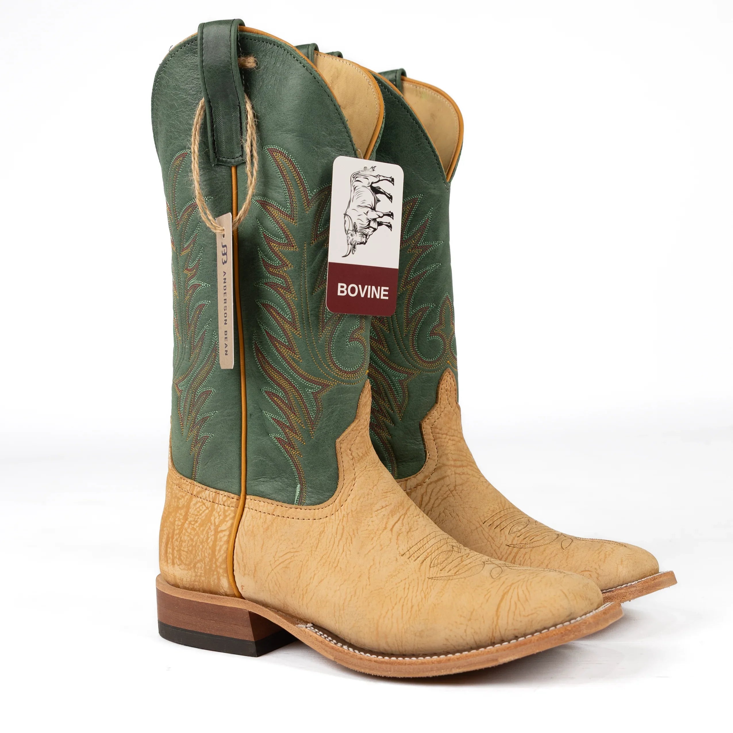 Anderson Bean Men's Tan Washed Shoulder Square Toe Boots