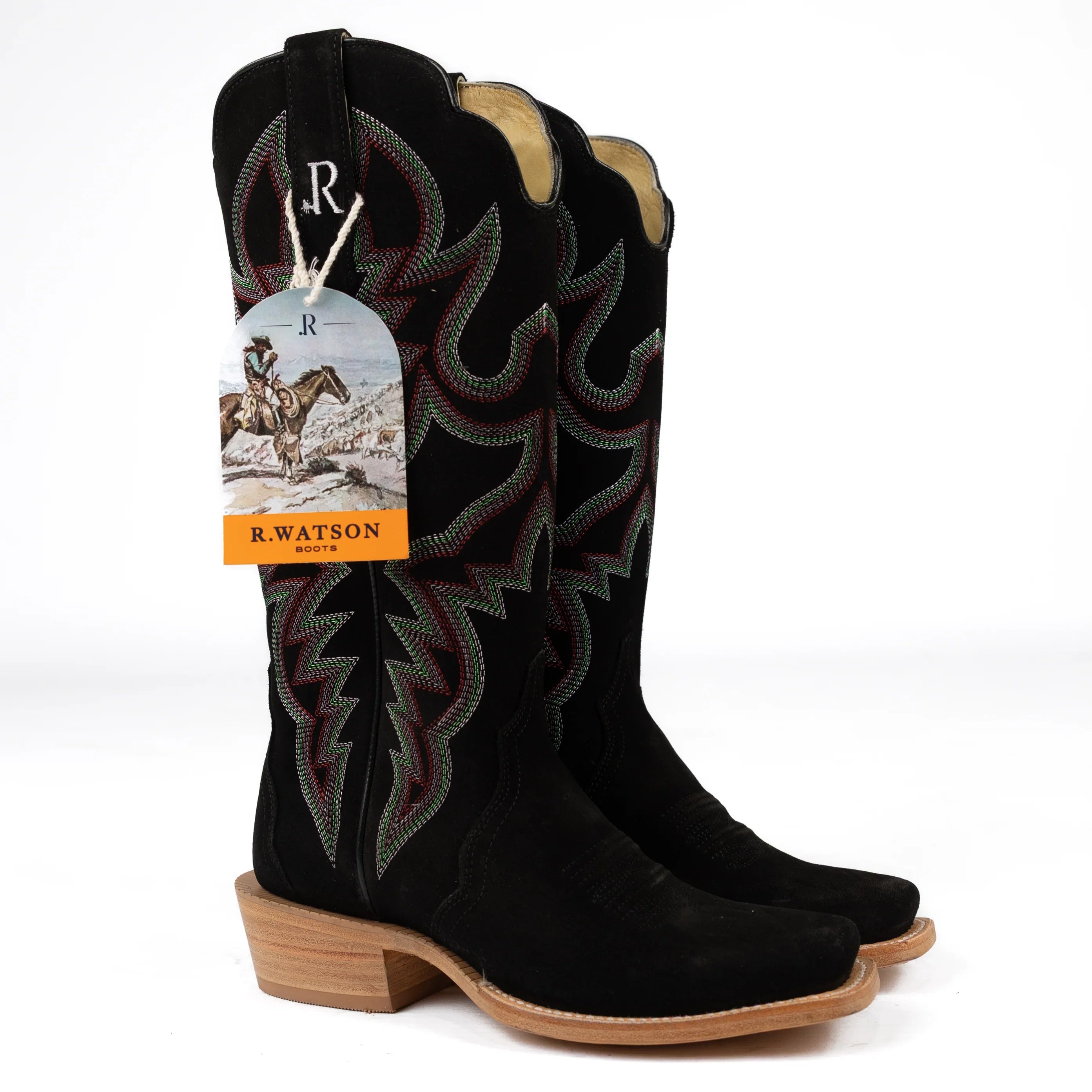 R. Watson Women's Black Roughout Cutter Toe Boots RWL8428-1
